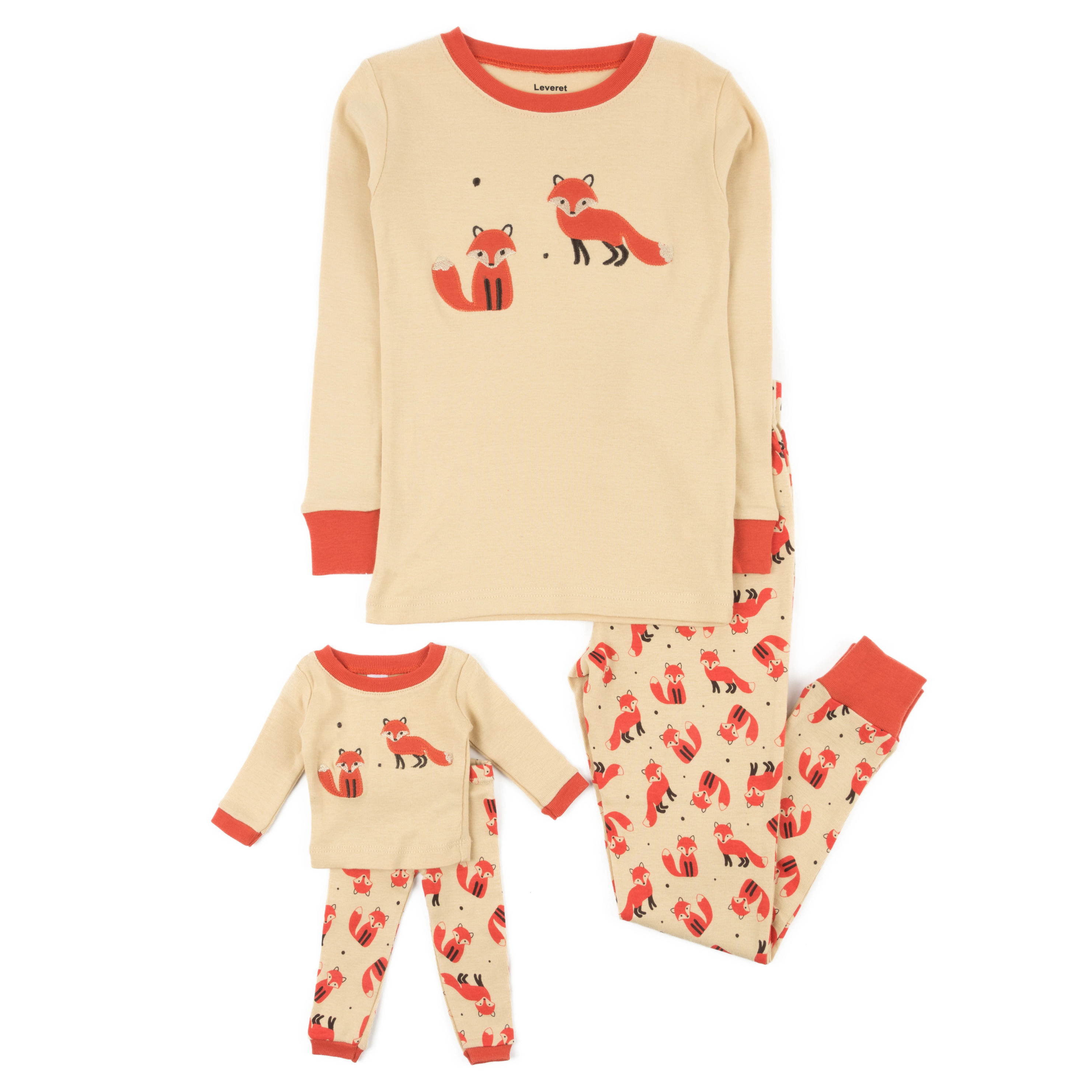Leveret Girl & Doll Matching Cotton Animal Pajama Set