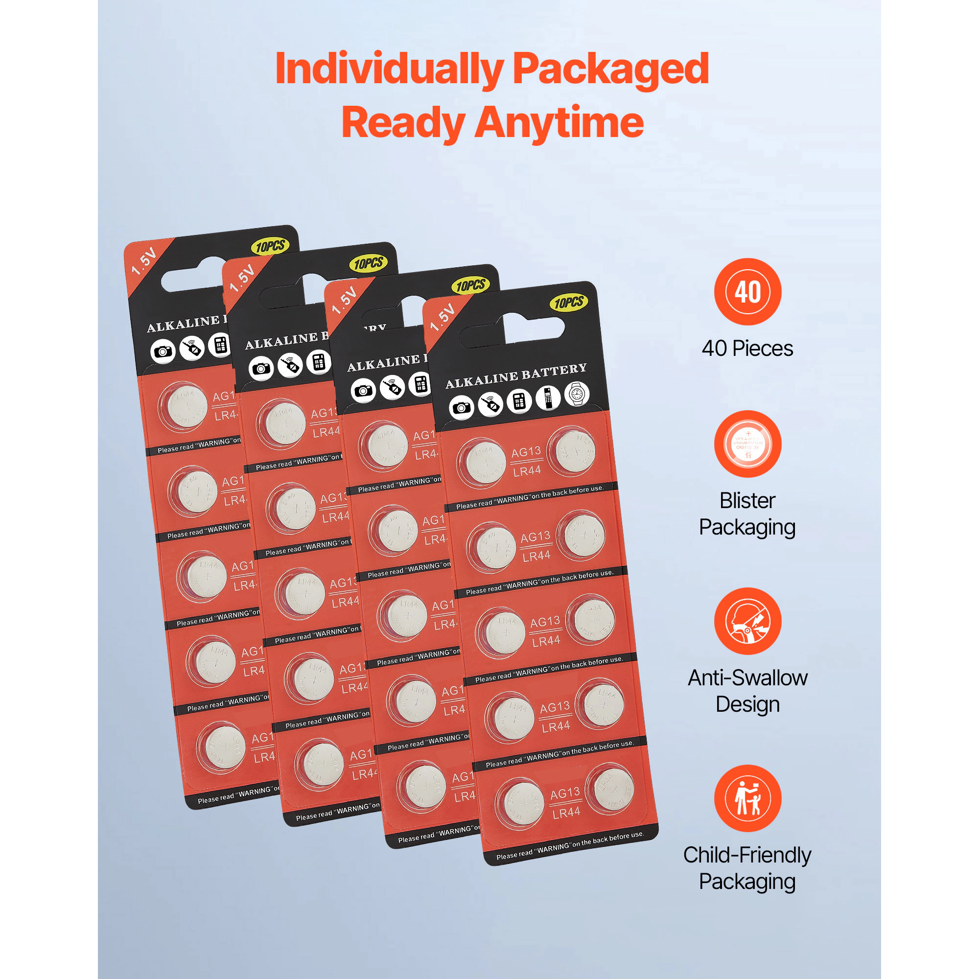 HONGGE Coin Cell Batteries for Devices and Other Non-Mercury Battery Count