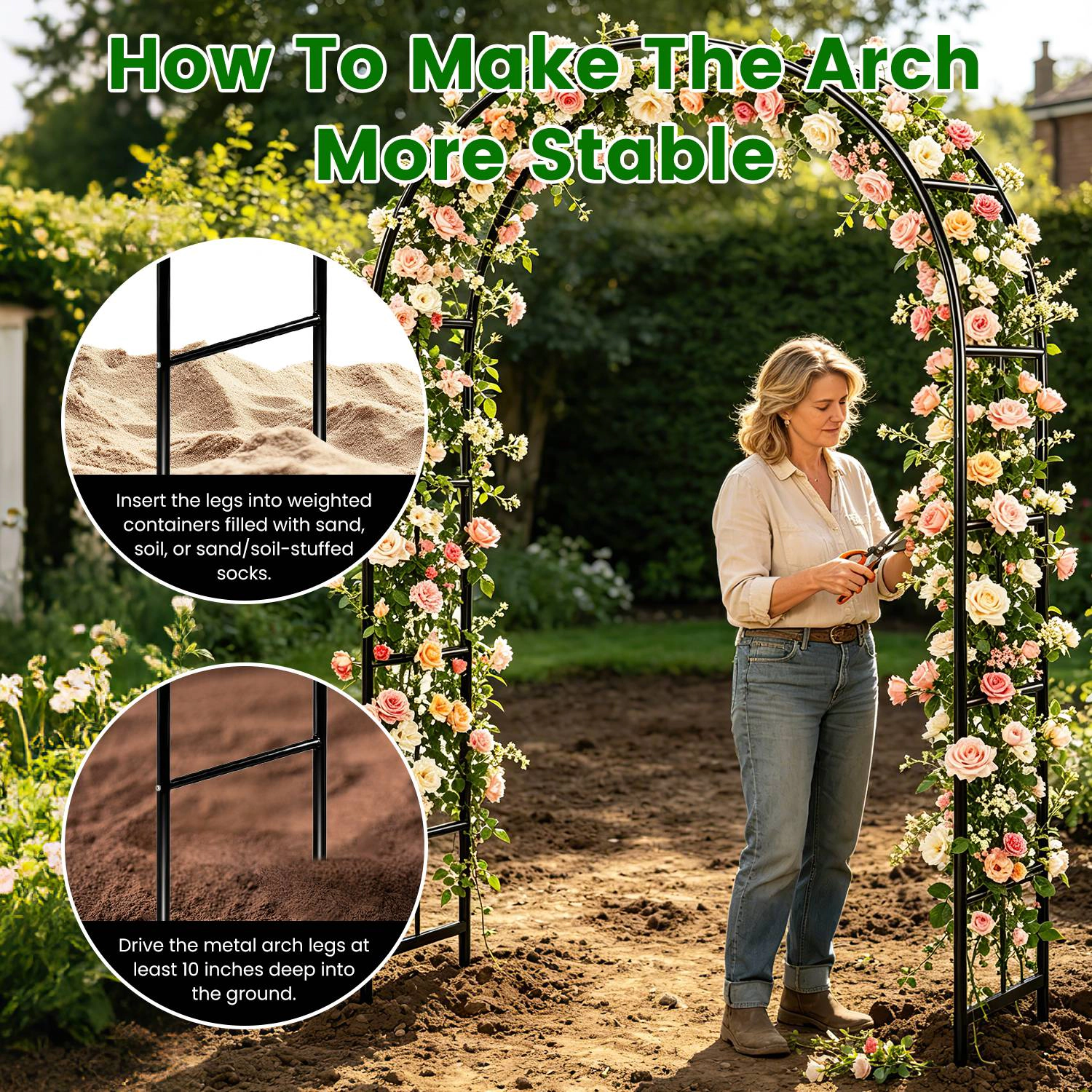 GBruno Adjustable Metal Garden Arch Trellis