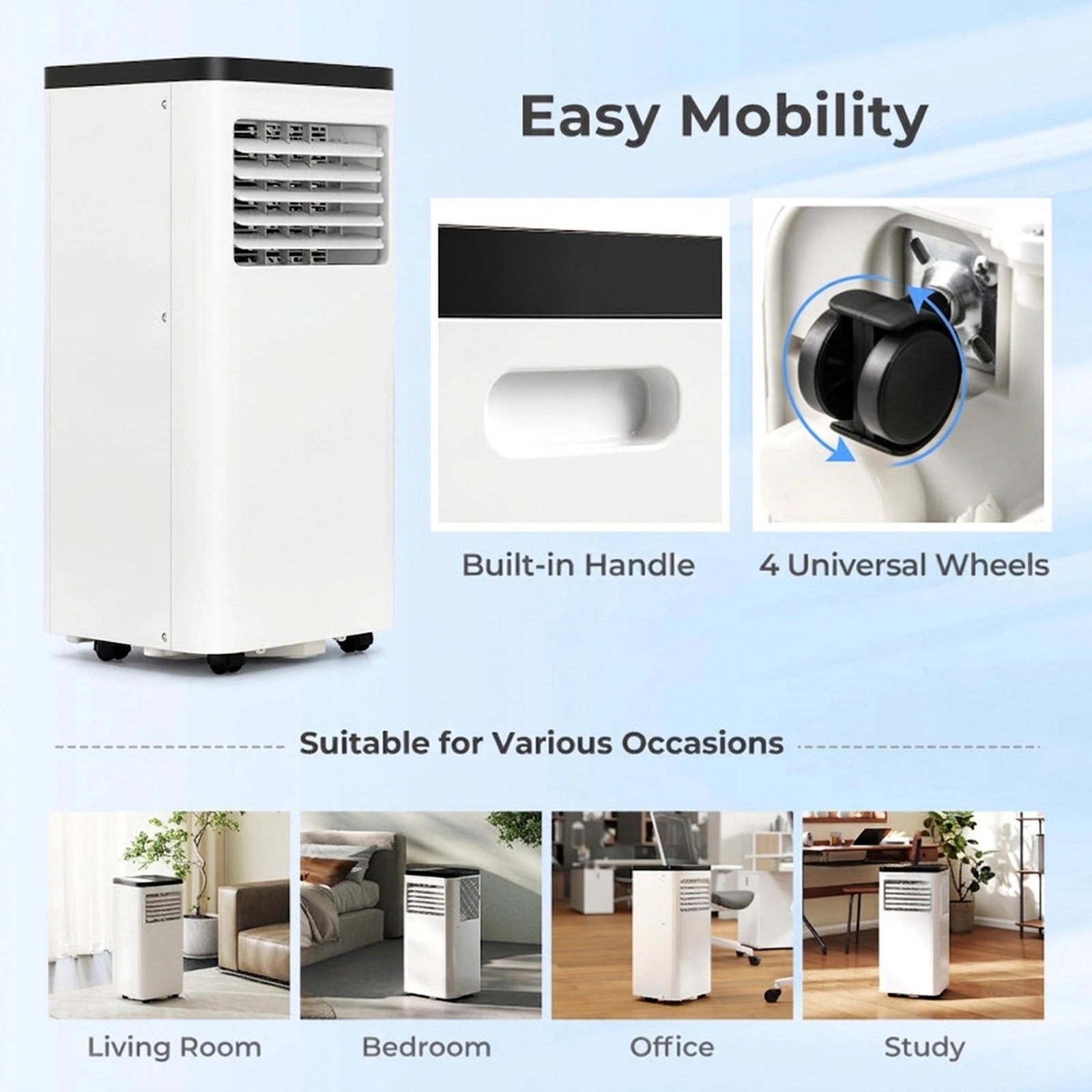 SUGIFT 8000 BTU 3-in-1 Air Conditioner Floor AC Unit Fan and Dehumidifier 165 CFM for Rooms up to 350 sq ft White