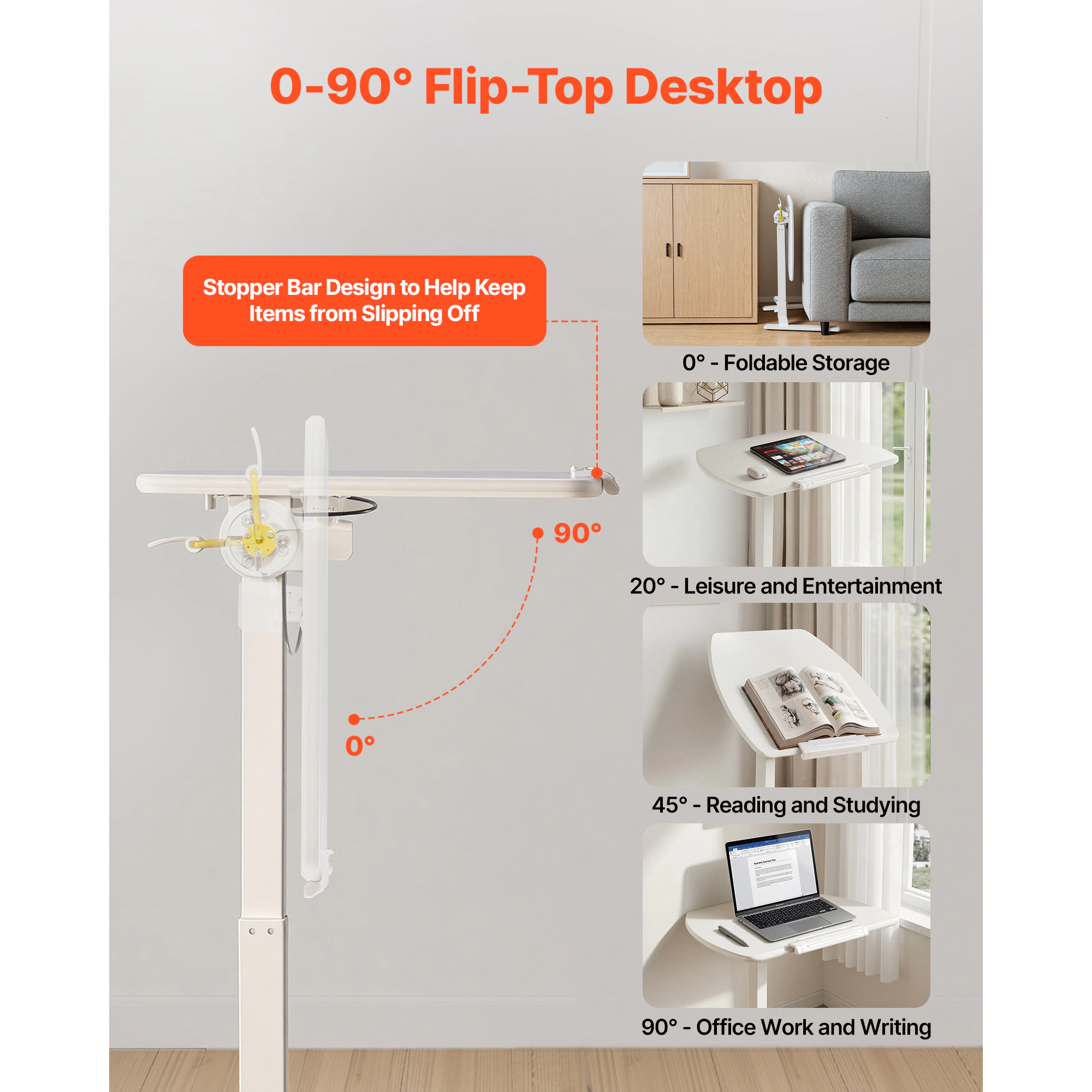 HONGGE Standing Desk, Adjustable Height Mobile Stand Up Desk with Casters, Small Computer Sit