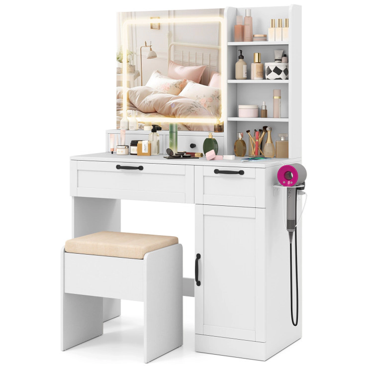 Hivvago Vanity Set with Mirror and 3 Lighting Modes and Adjustable Brightness-White