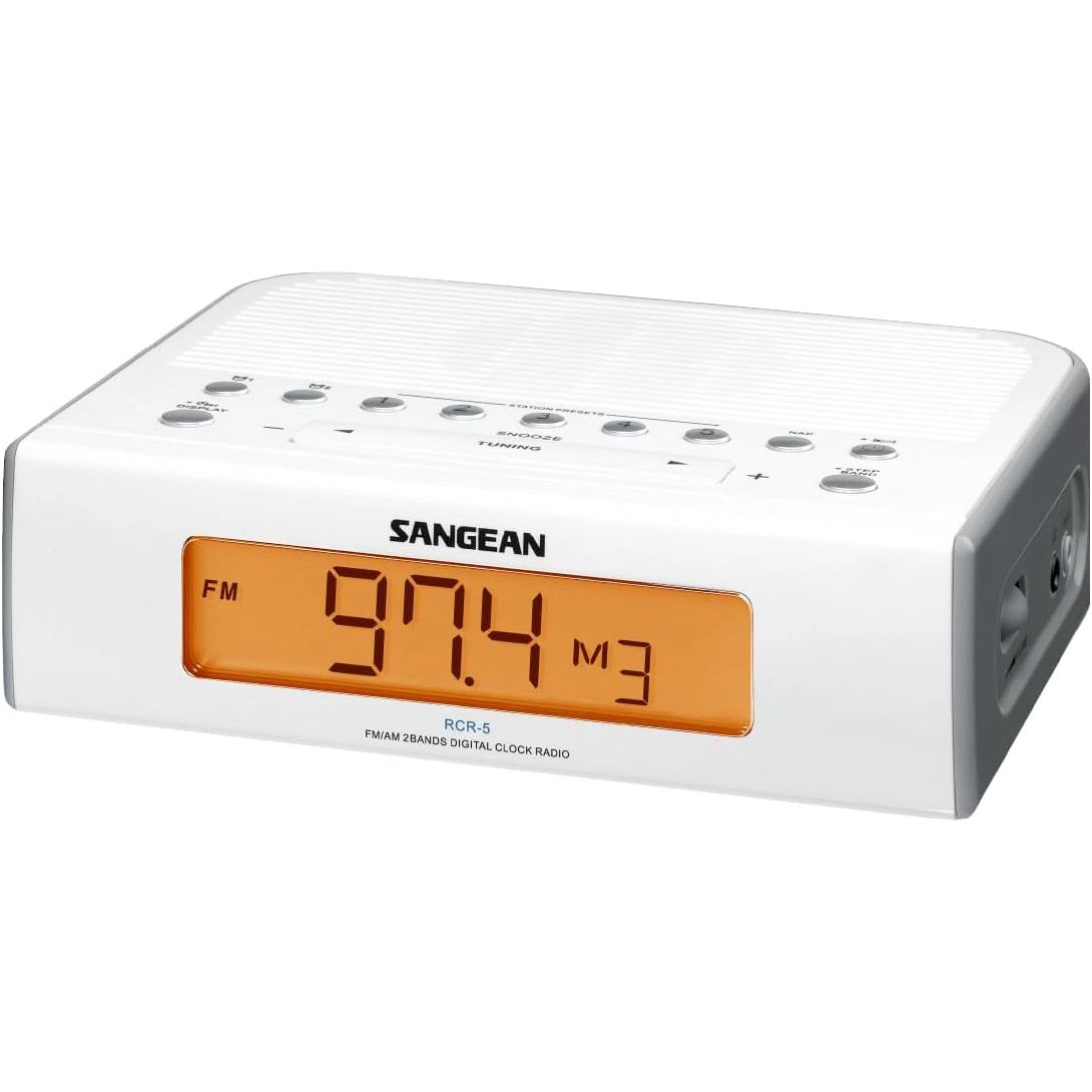 SANGEAN RCR-5 Digital AM/FM Alarm Clock Radio - Dual Alarms, Backlit LCD, 10 Presets