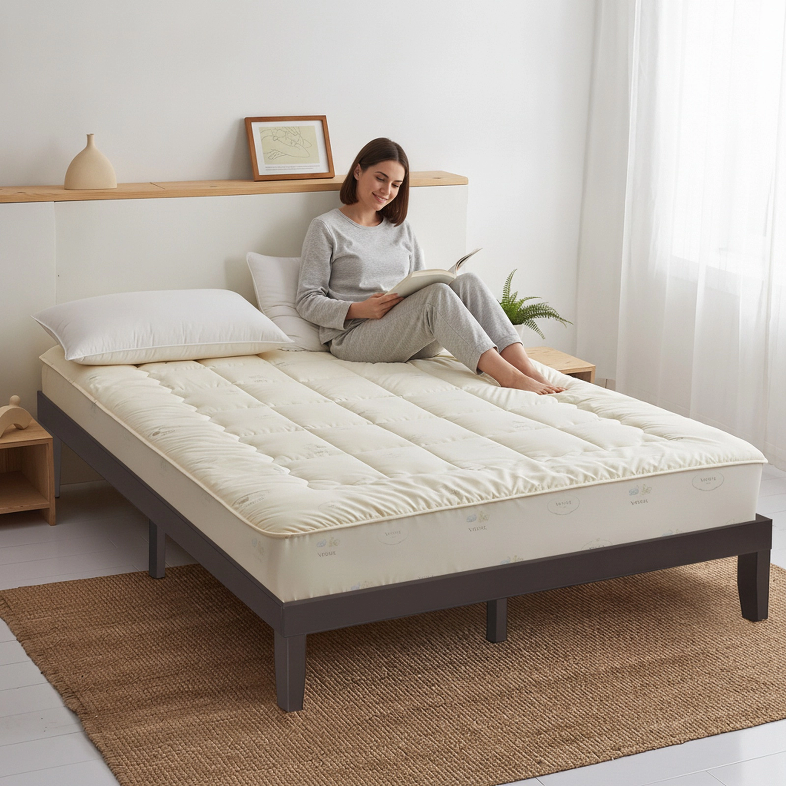 SUGIFT 14-Inch King Platform Bed Frame, Solid Rubberwood and Poplar, 14 Slats, No Box Spring