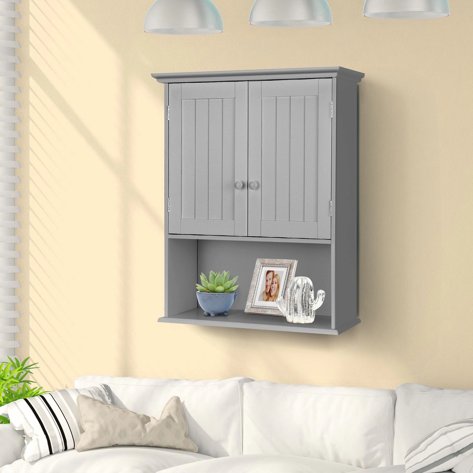 Slickblue Freestanding Bathroom Cabinet with MDF Storage Shelves