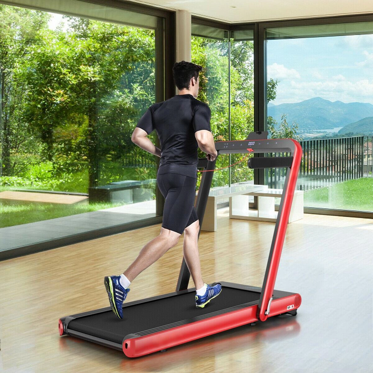 SUGIFT Red 4.75-HP 2-in-1 Folding Treadmill with Remote App Control 58-in W 31-in D 47-in H 265-lb User Capacity