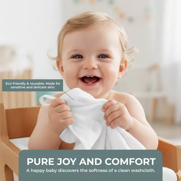 Sperric Organic Baby Washcloths, 10x10" Ultra Soft Absorbent Face Wash Cloths for Babies, Newborn Bath Towels 6 Pk