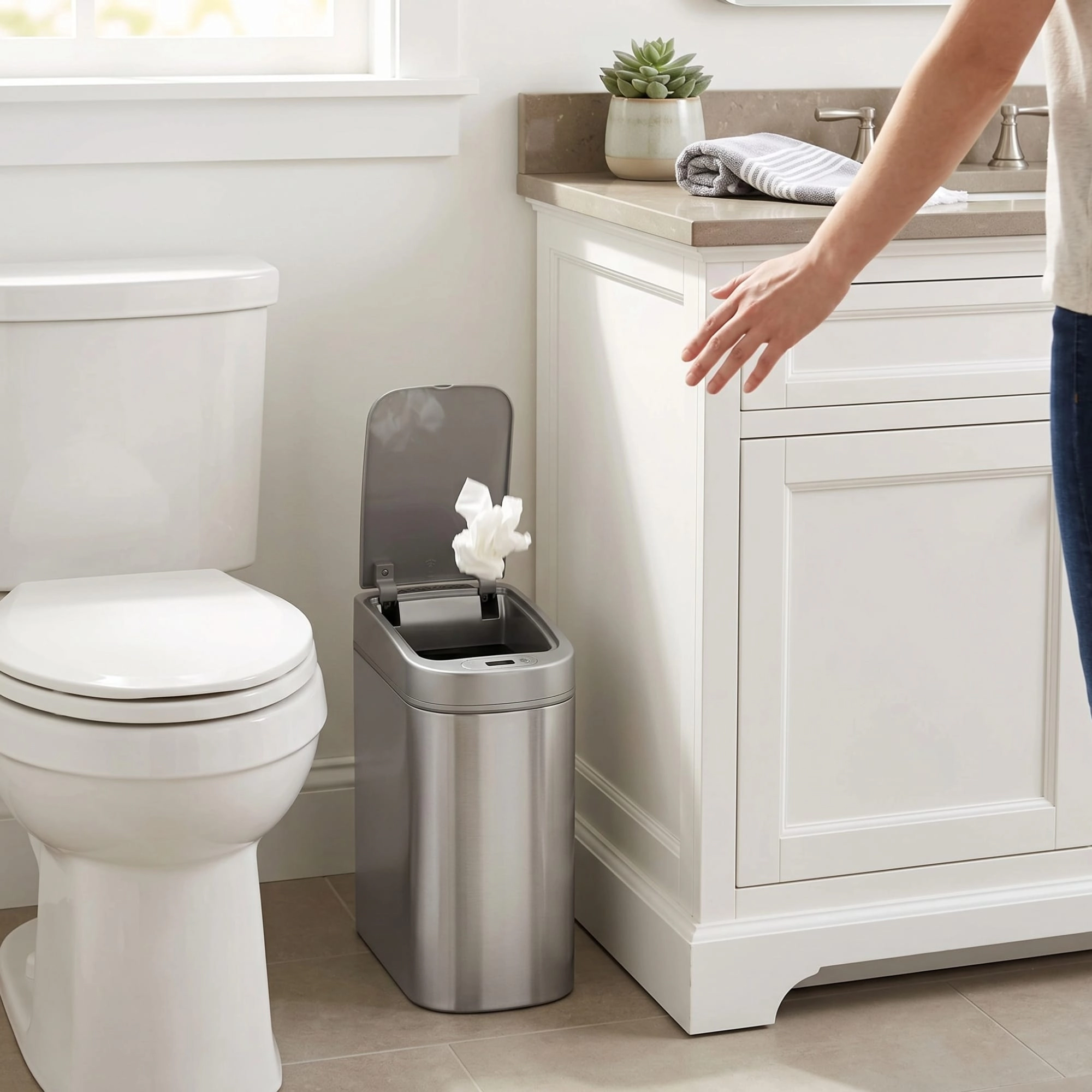 Ninestars Slim 1.85-Gallon Stainless Steel Motion Sensor Trash Can