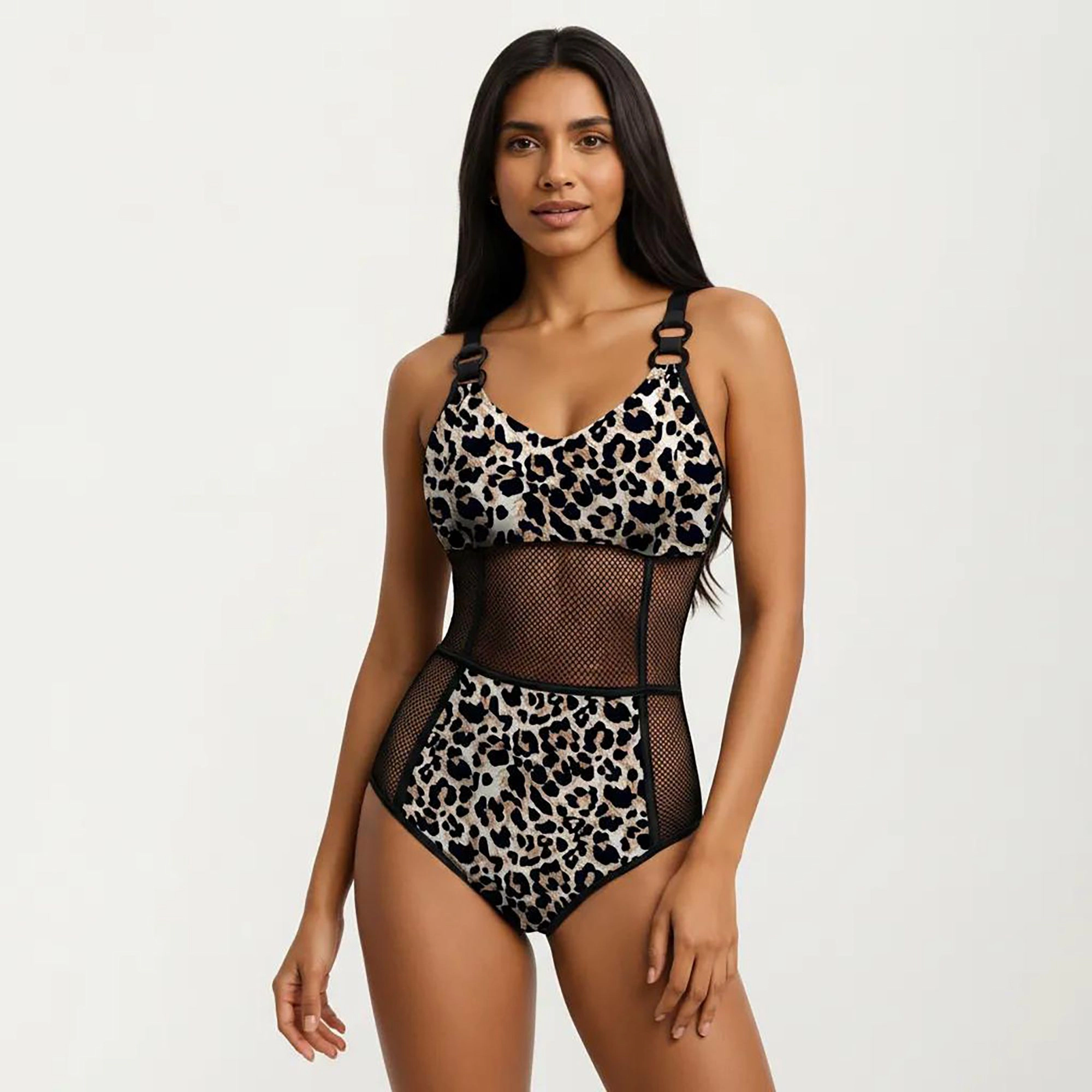 Anna-Kaci Women Mesh Panel One Piece Swimsuit - Ring Strap Detail, Sculpted Fit