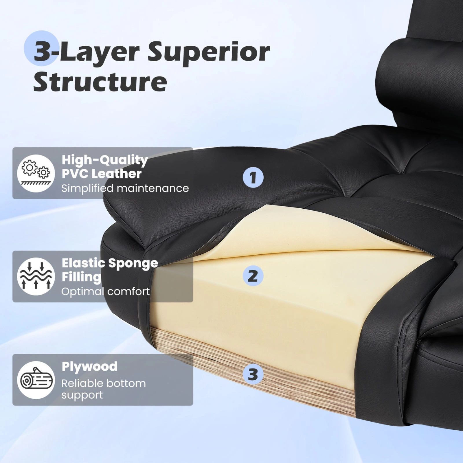 SUGIFT High Back Executive Office Chair with Linkage Armrests 330-Lb Capacity Black