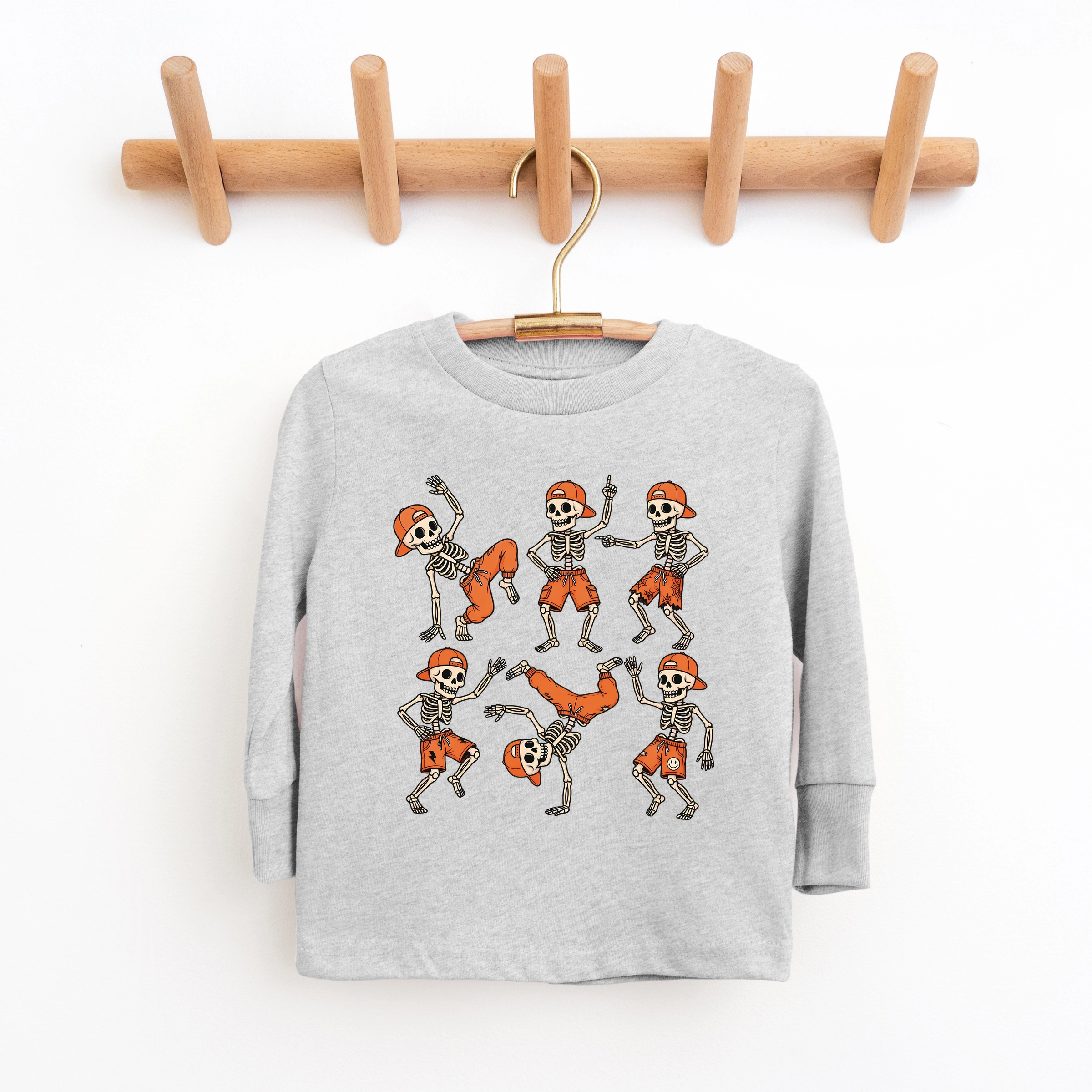 The Juniper Shop - Youth Long Sleeve Graphic T-Shirt Break Dancing Skeletons