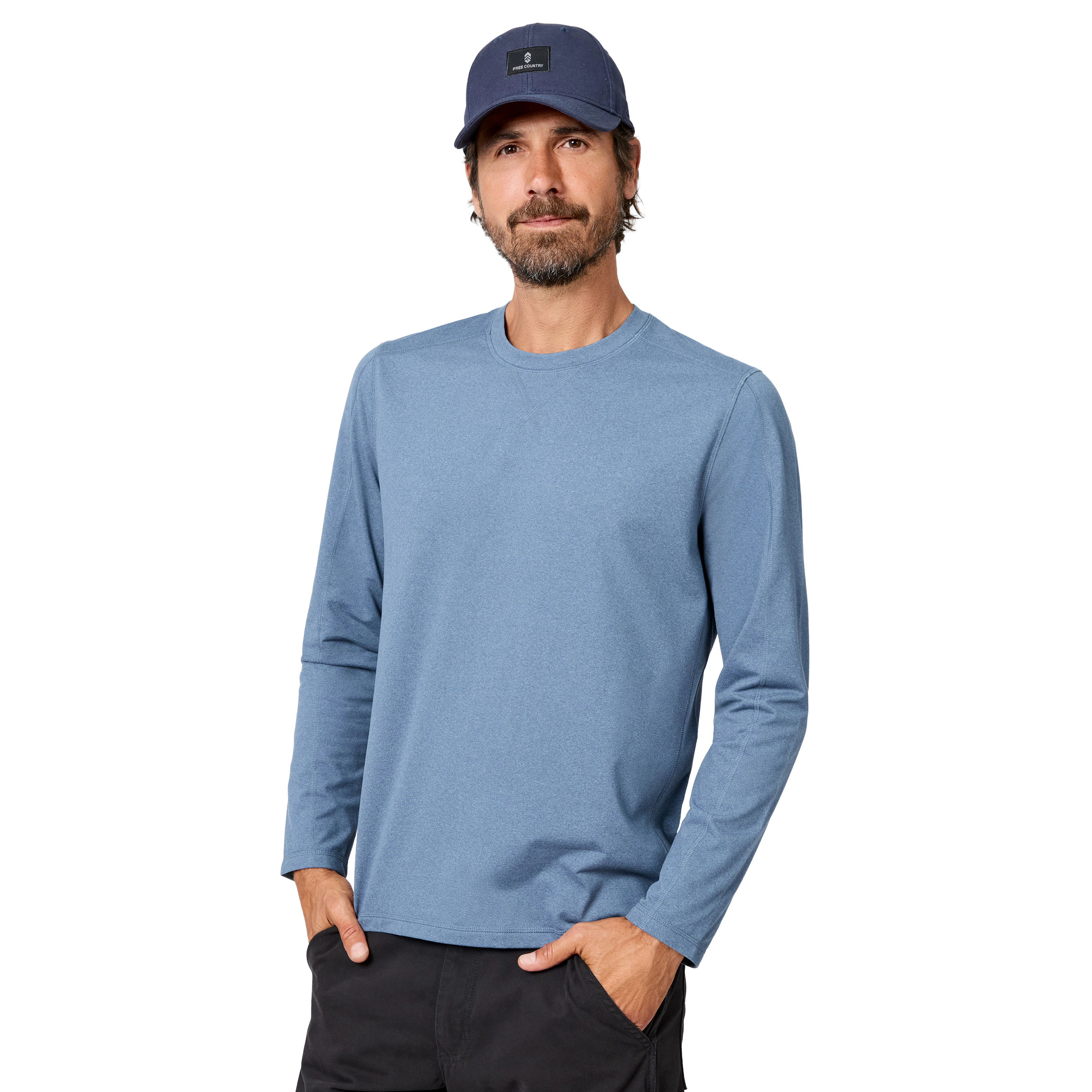 Free Country Men’s FreeCycle Sueded Long-Sleeve Crew Neck Top