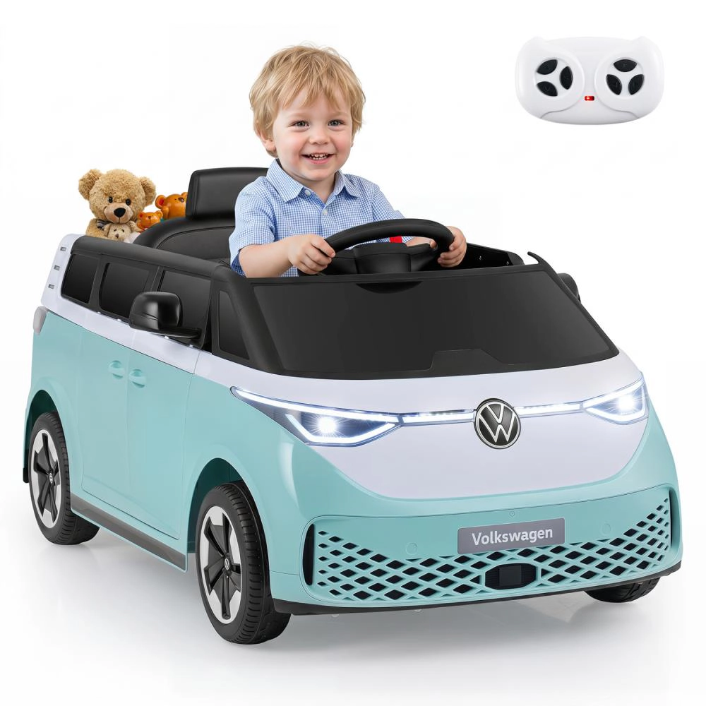 Hivvago 12V Kids Electric Car Bus with Music and LED Headlights Licensed Volkswagen
