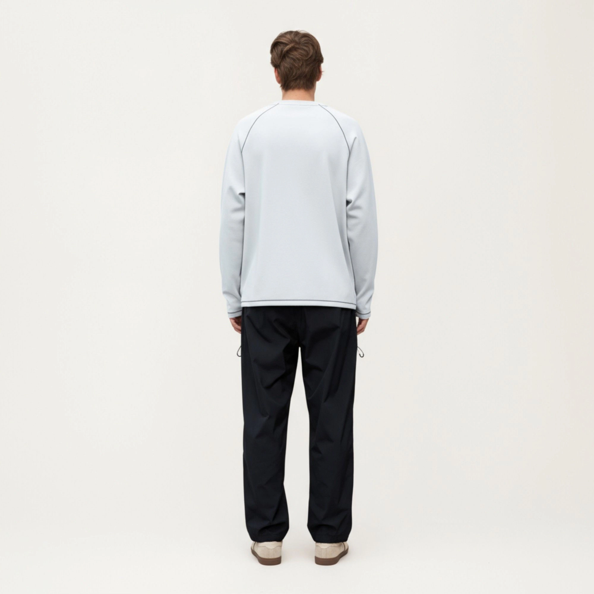 Anna-Kaci Men's Long Sleeve Crew Neck Pullover with Raglan Seams and Subtle Front Stitch Detail