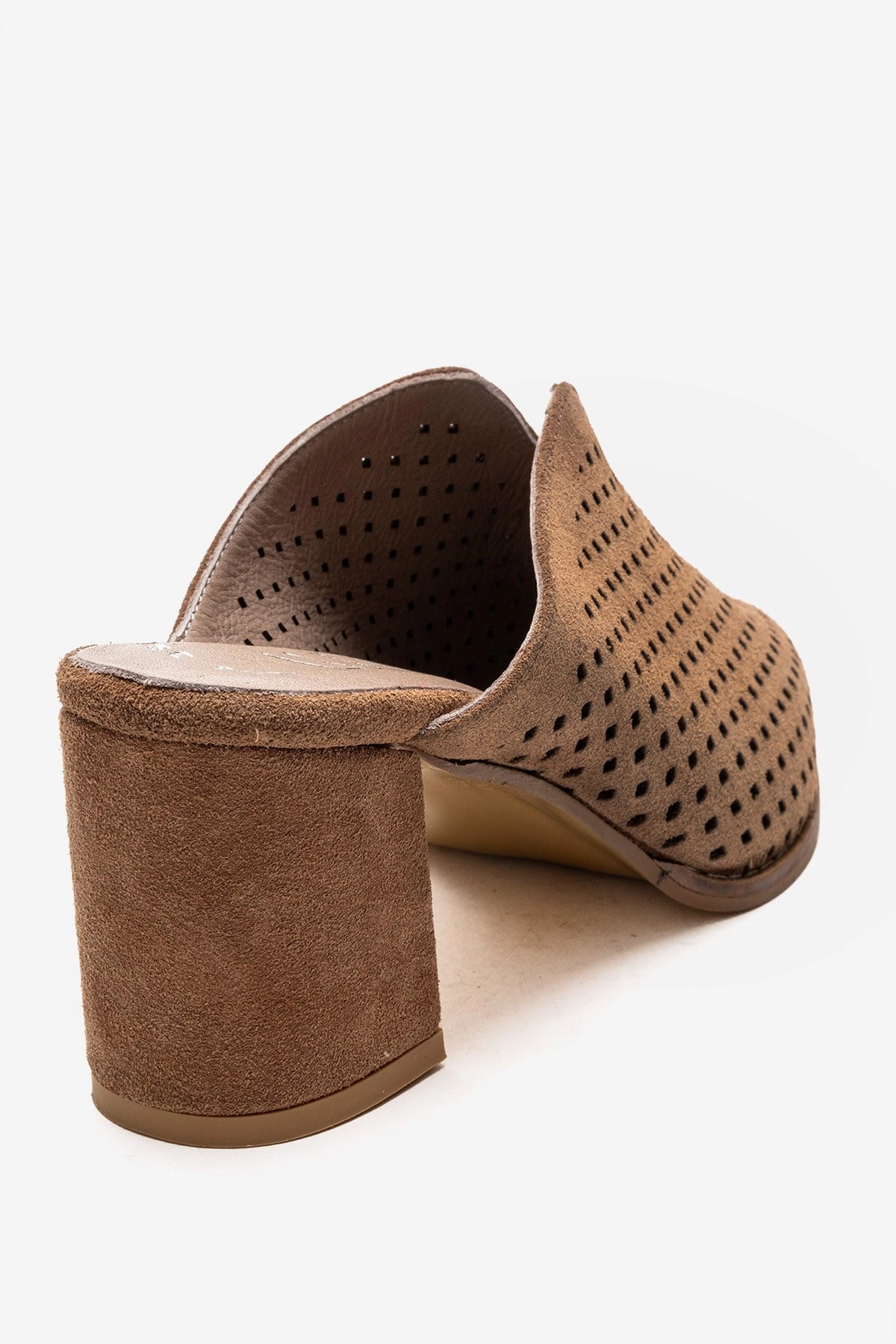 Forever & Always Womens Toen Leather Block Heel Mules