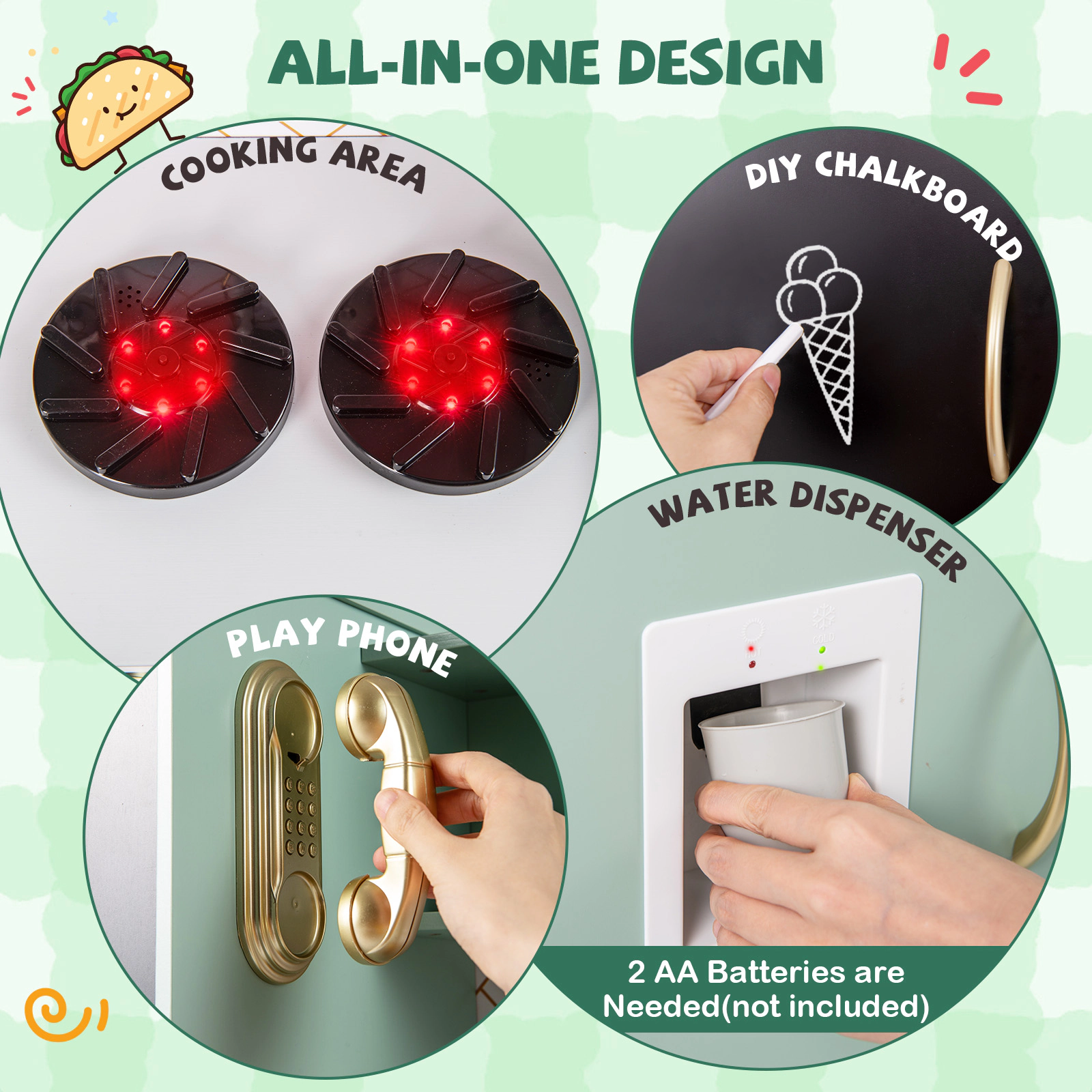 SUGIFT Dishwasher Microwave and Cooking Utensils Kids Pretend Play Kitchen