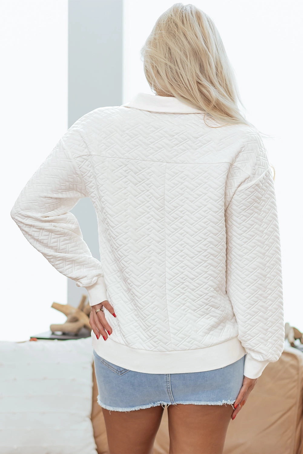 Threaded Pear Women's Raina Textured Collared Pullover