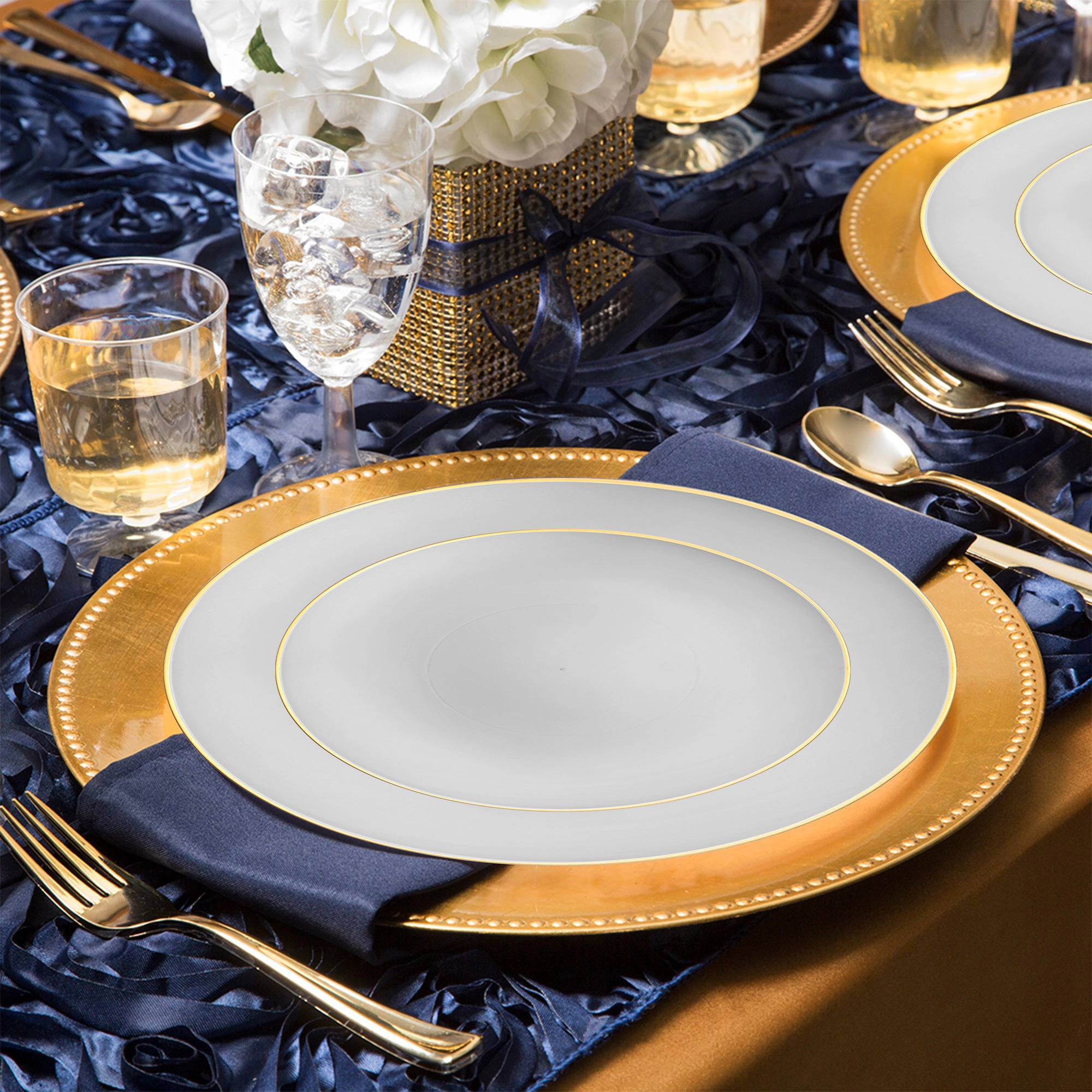 Smarty Had A Party with Gold Organic Round Disposable Plastic Wedding Value Set