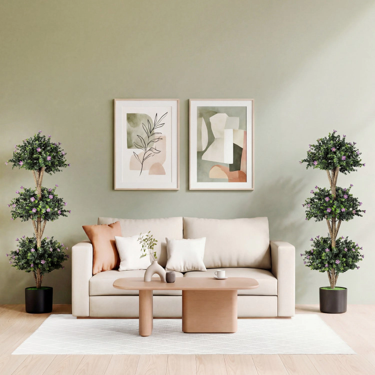 Slickblue Set of 2 Artificial Boxwood Topiary Trees 51in Faux Greenery for Patio Entryway Decor