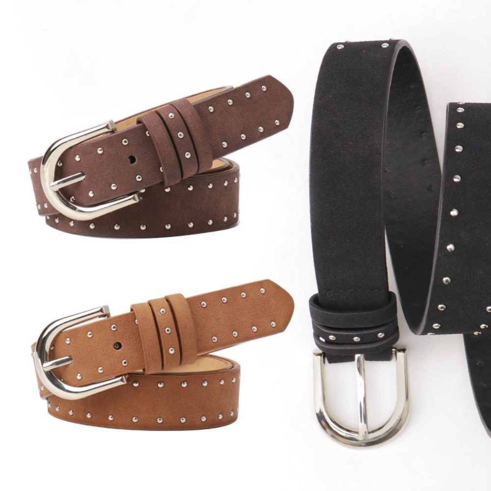 Wardrobe Whimsy Women Fashion Leather Belt Punk Studded