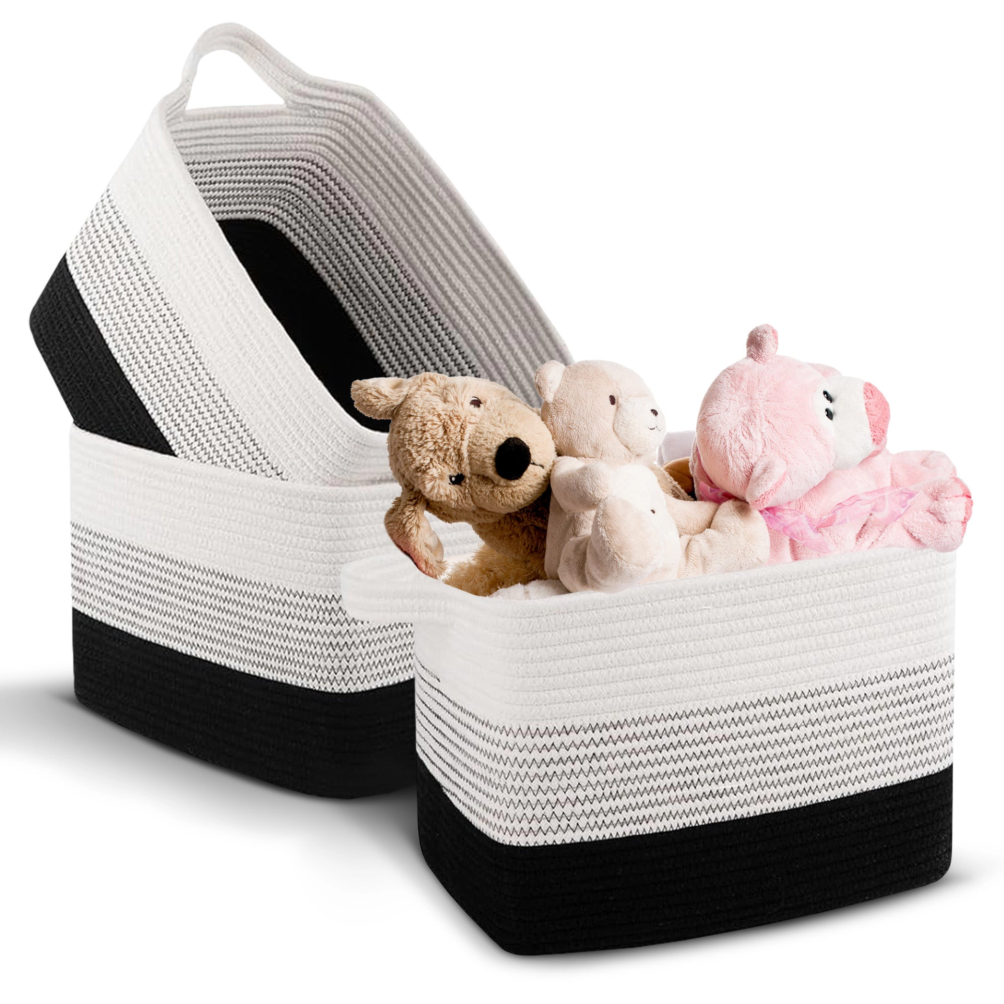 Cheer Collection 3-Pack Cotton Rope Storage Baskets – Soft for Home Kitchen Use