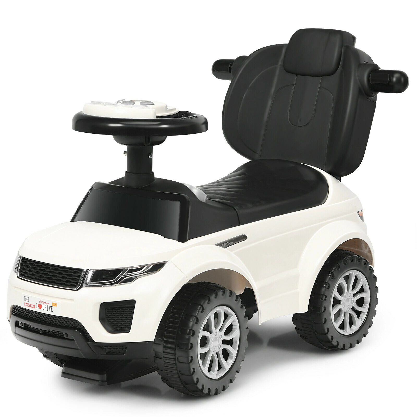SUGIFT 3-in-1 Ride-On Push Car Toddler Stroller Sliding Car 35-in Frame 55-lb Capacity Ages 12-36 Months Black