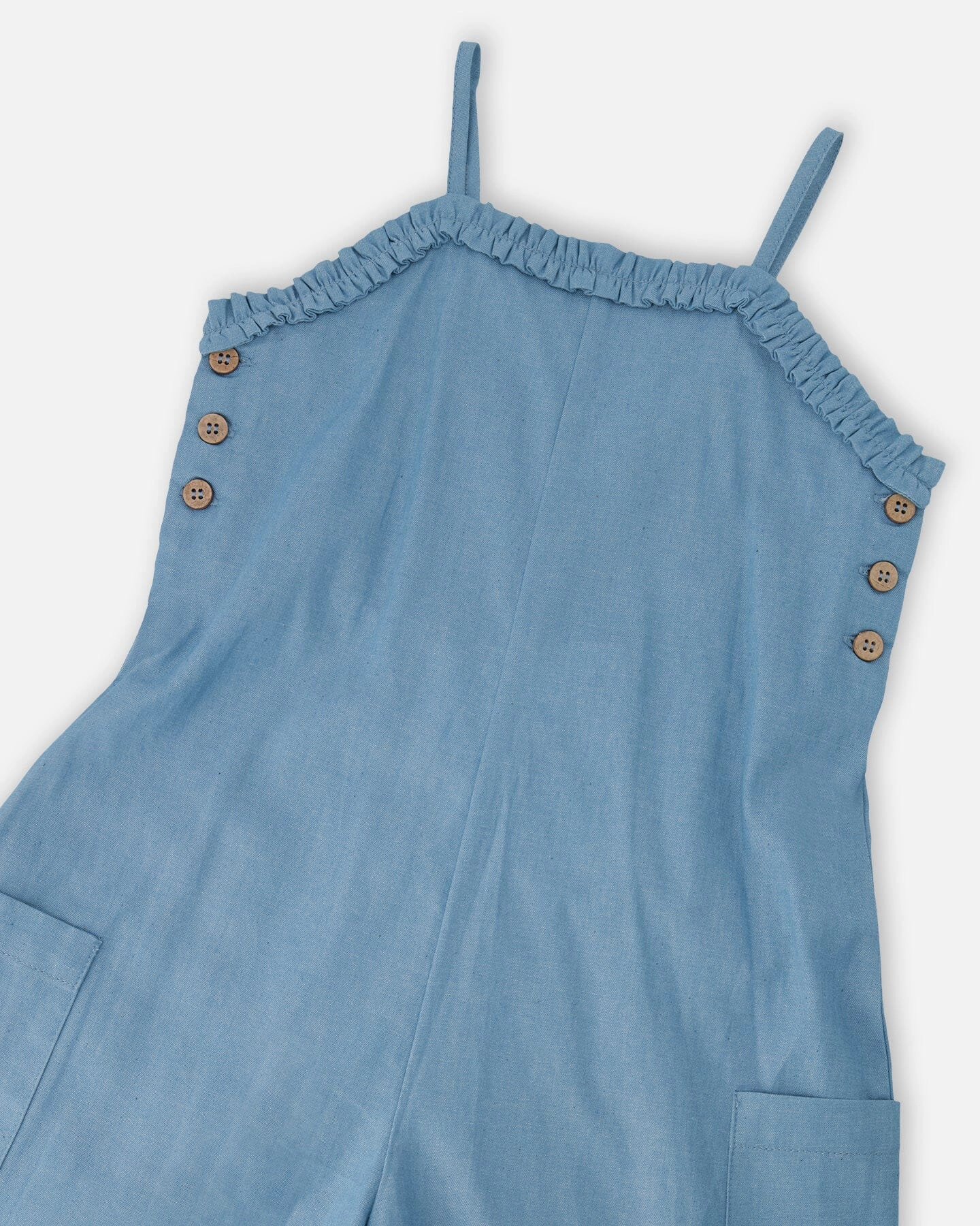 Deux par Deux Girls Chambray Frilled Jumpsuit