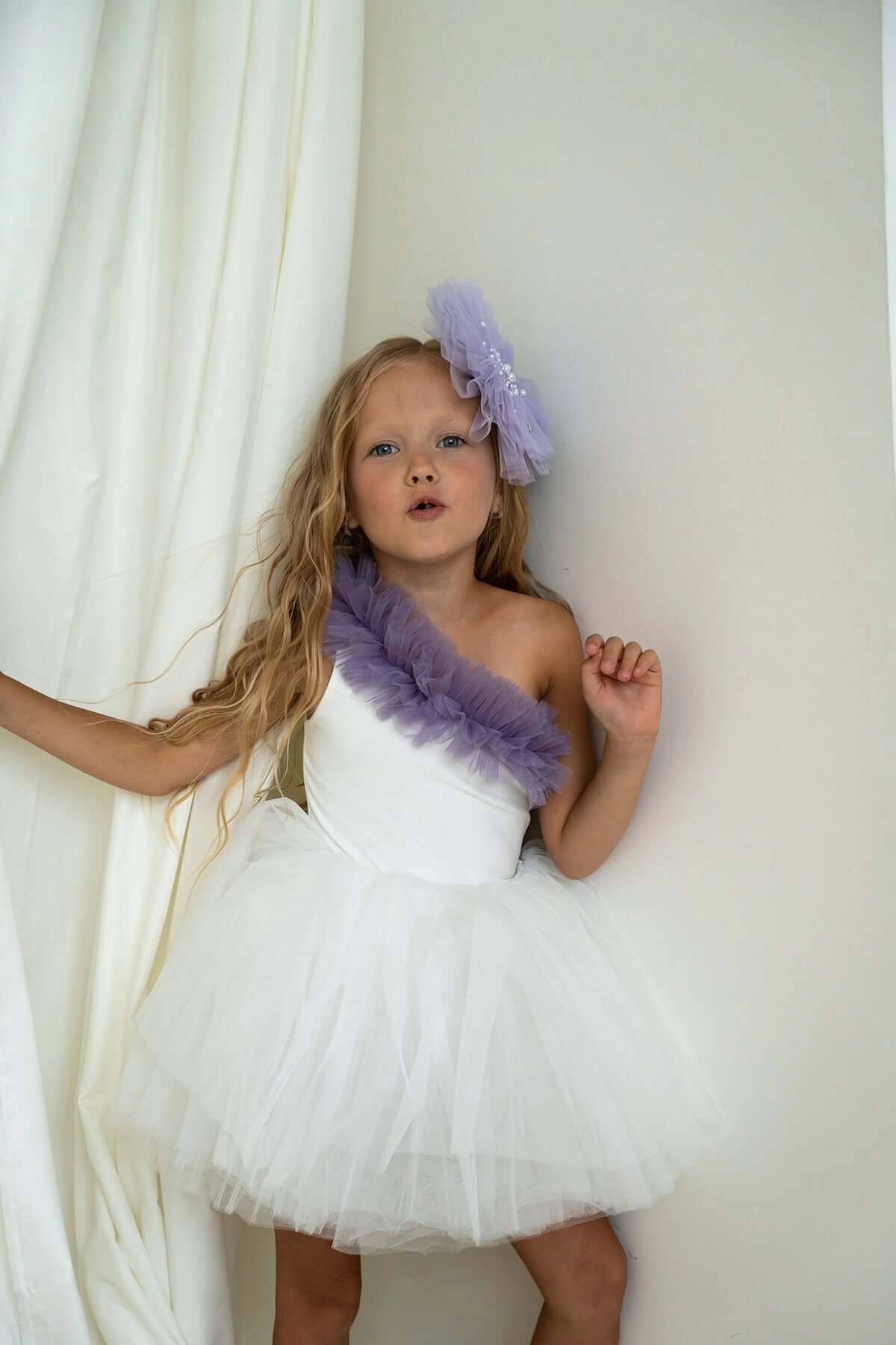 Mini Celebrities Girls Lilac Ruffle One Shoulder Tutu Dress