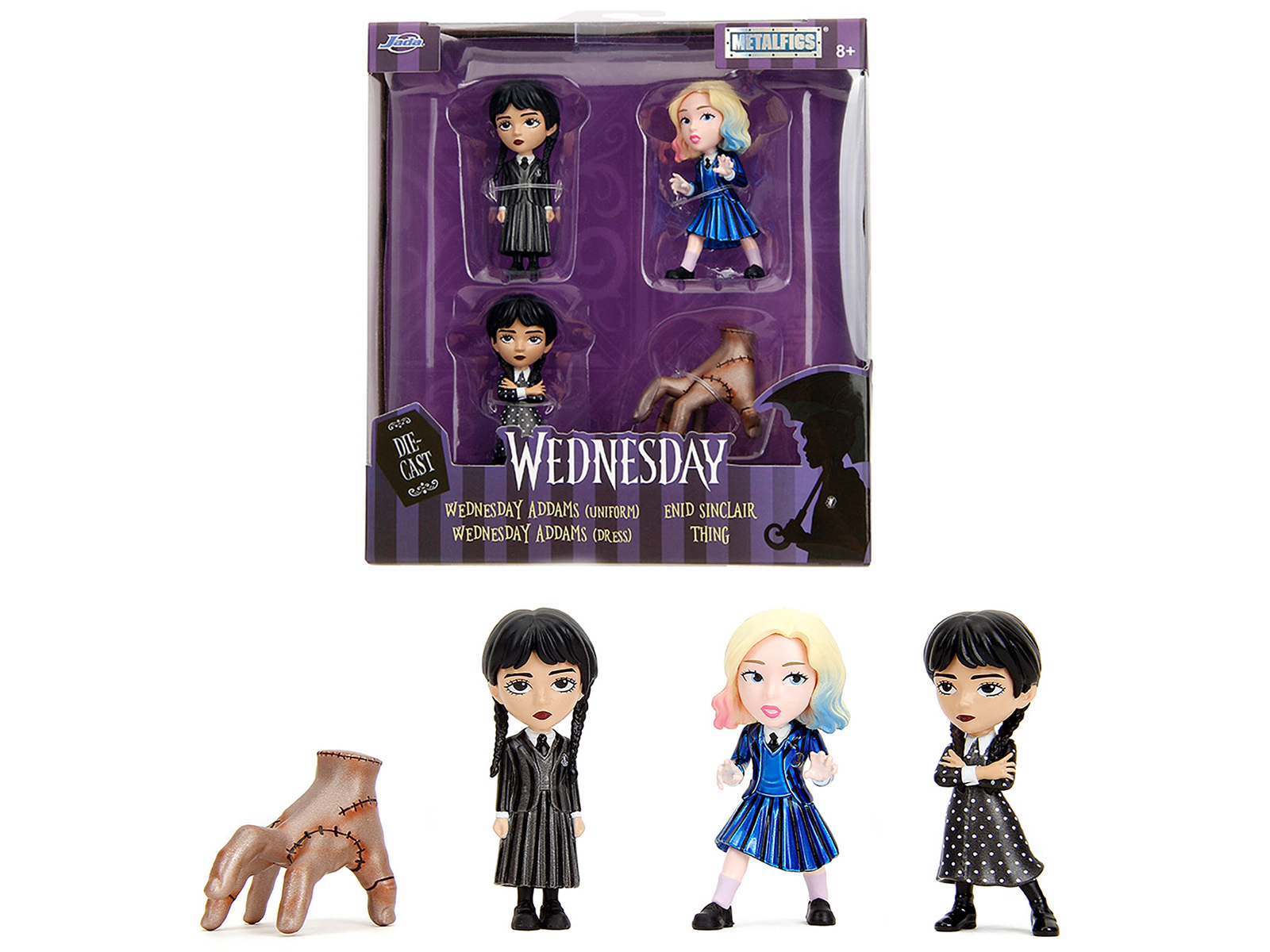 Jada Set of 4 Diecast Figures "Wednesday" (2022-Current) TV Series "Metalfigs" Series Diecast Models by Jada