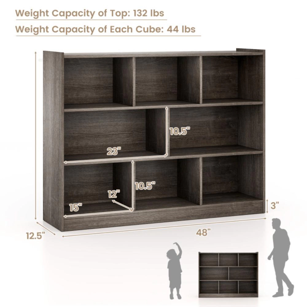 Hivvago 3-Tier Open Bookcase 8-Cube Floor Standing Storage Shelves Display Cabinet