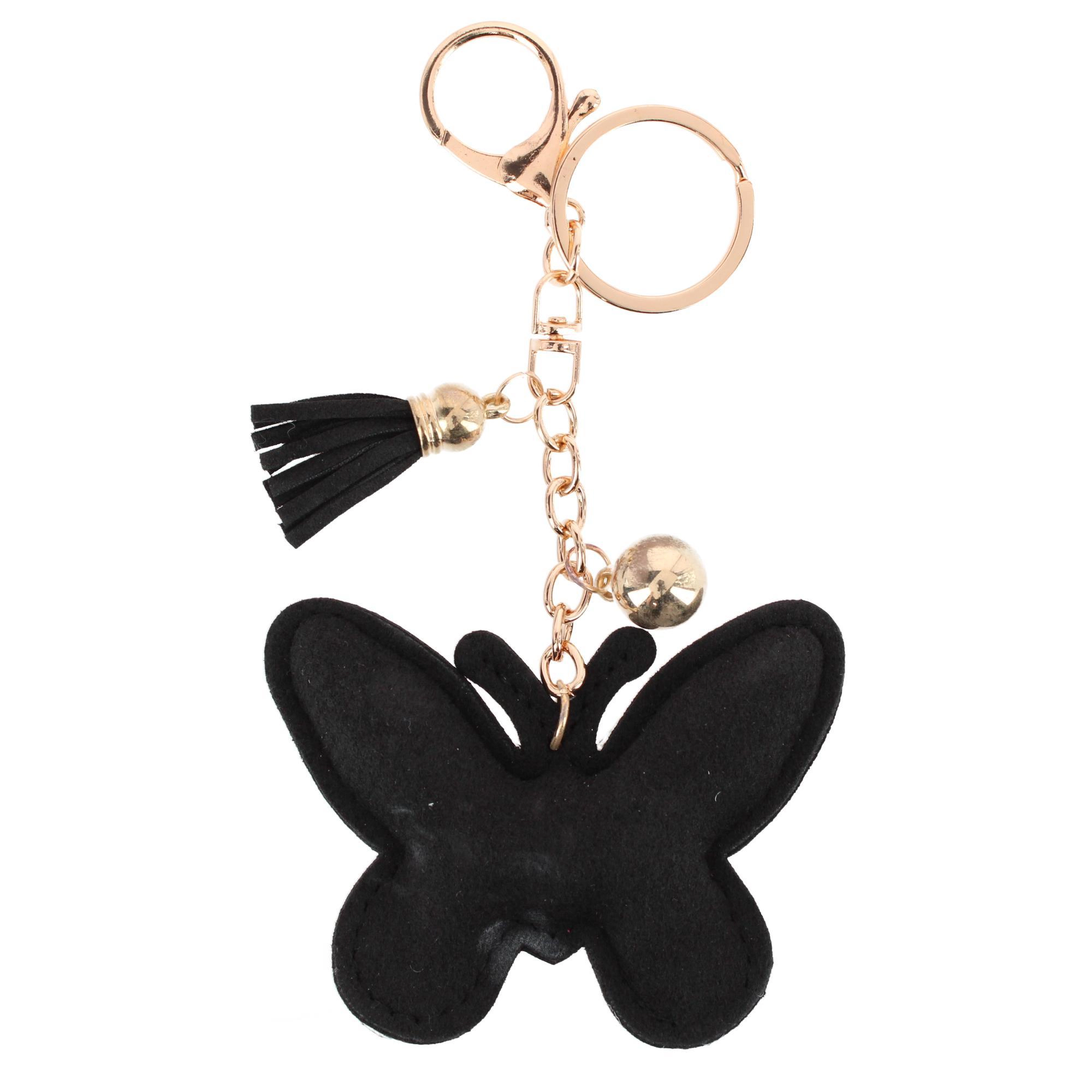CTM Women's Glittery Rhinestone Butterfly Bag Charm & Key Chain