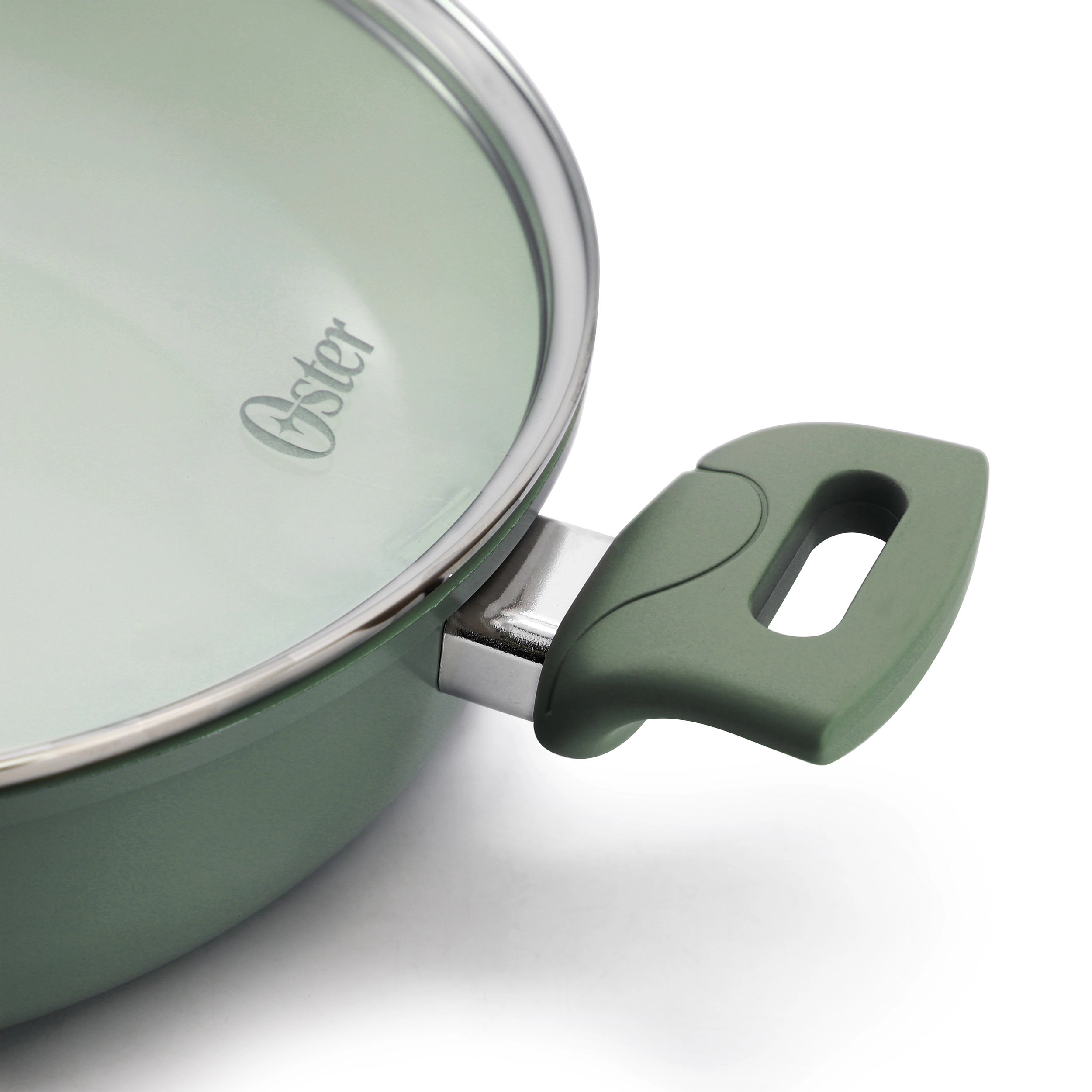 Oster Sutterville Choice 5 Quart Ceramic Nonstick Saute Pan with Lid in Evergreen