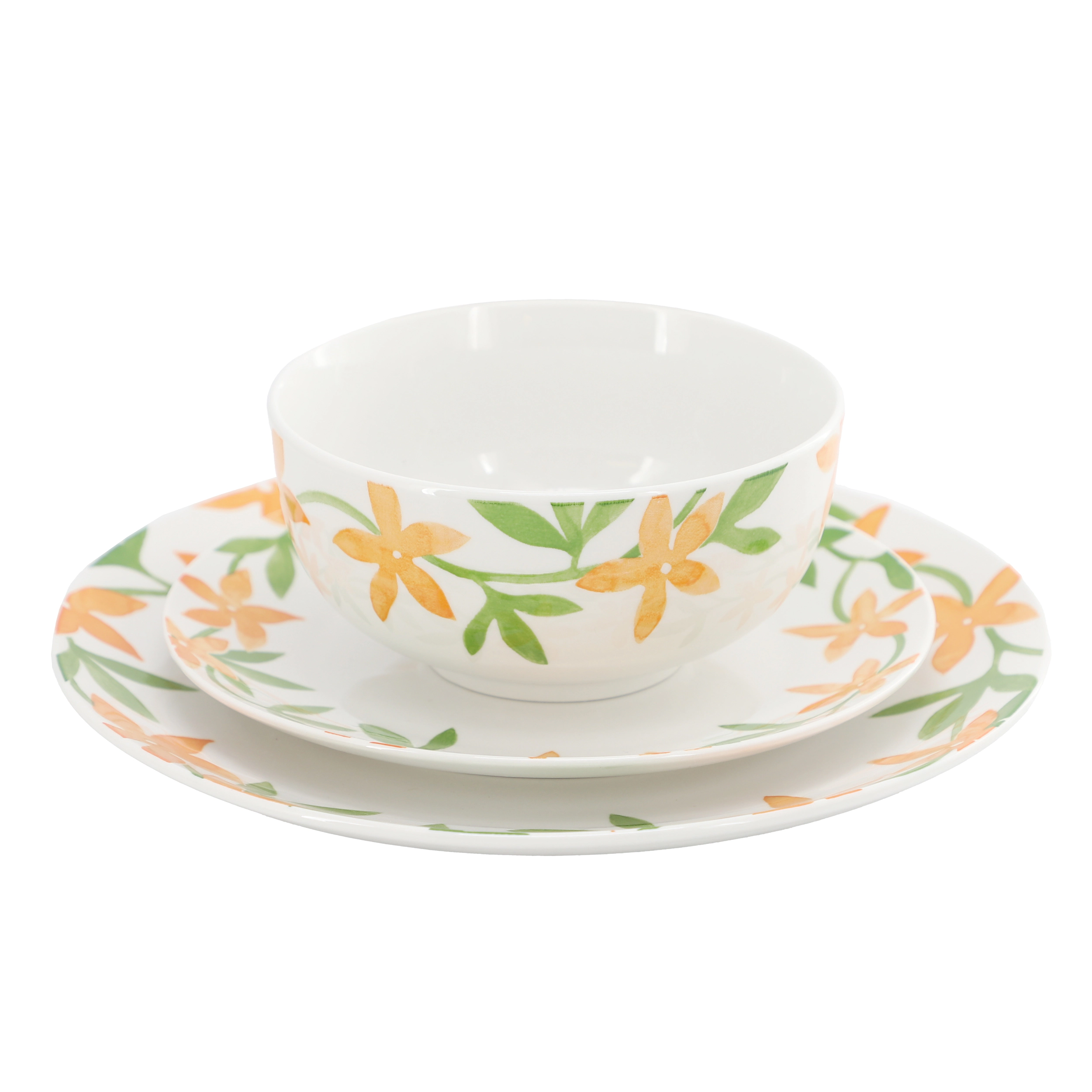 Gibson Home Surrey Hill 12 Piece Round Fine Ceramic Dinnerware Set in White