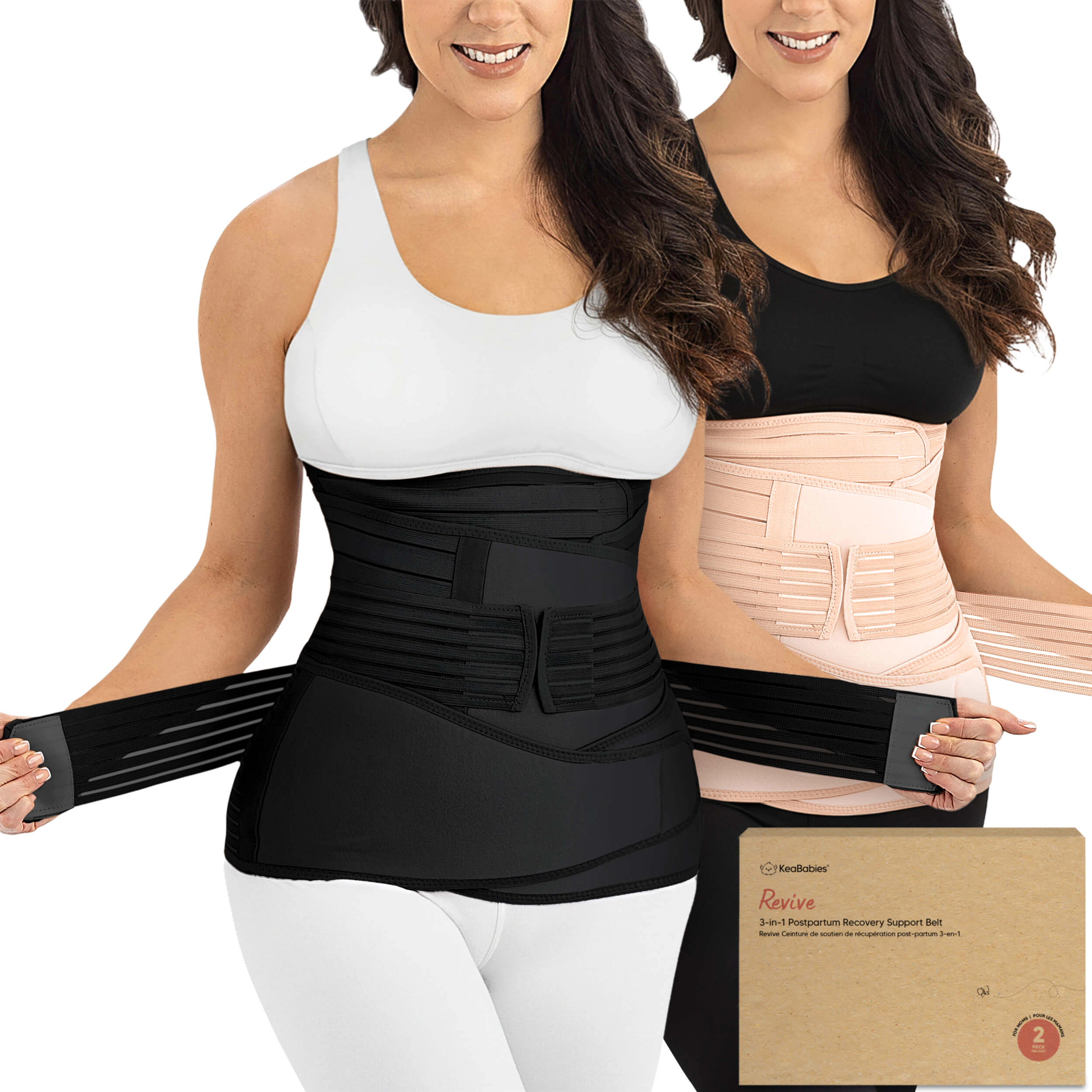 KeaBabies 2-Pack Revive 3-in-1 Postpartum Recovery Support Belt