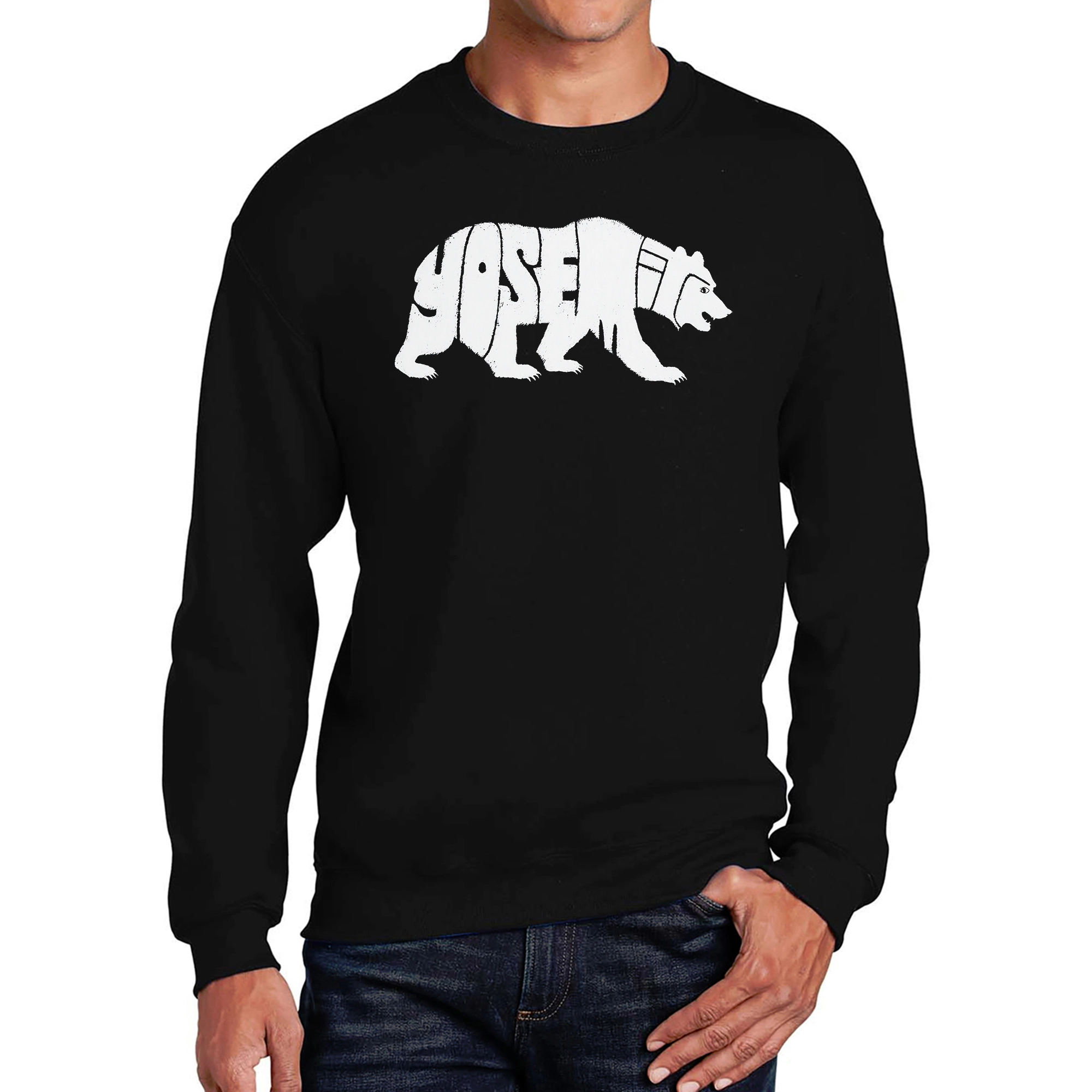 LA Pop Art Yosemite Bear - Men's Word Crew Sweatshirt