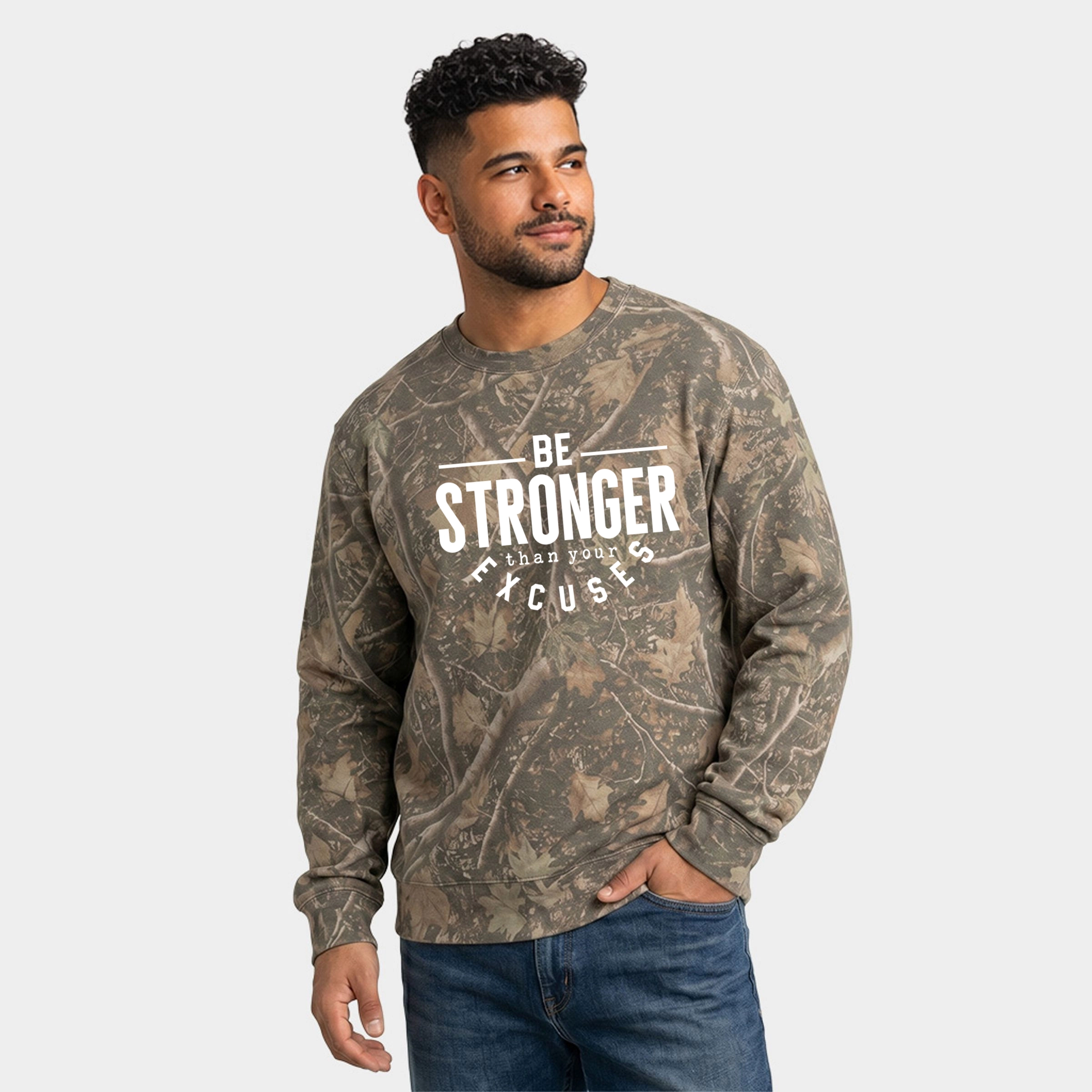 Simply Sage Market - Men's Camo Sweatshirt Be Stronger