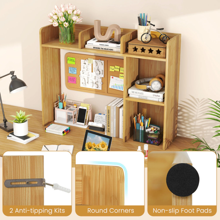 Hivvago 3-Tier Multipurpose Desk Bookshelf with 4 Shelves