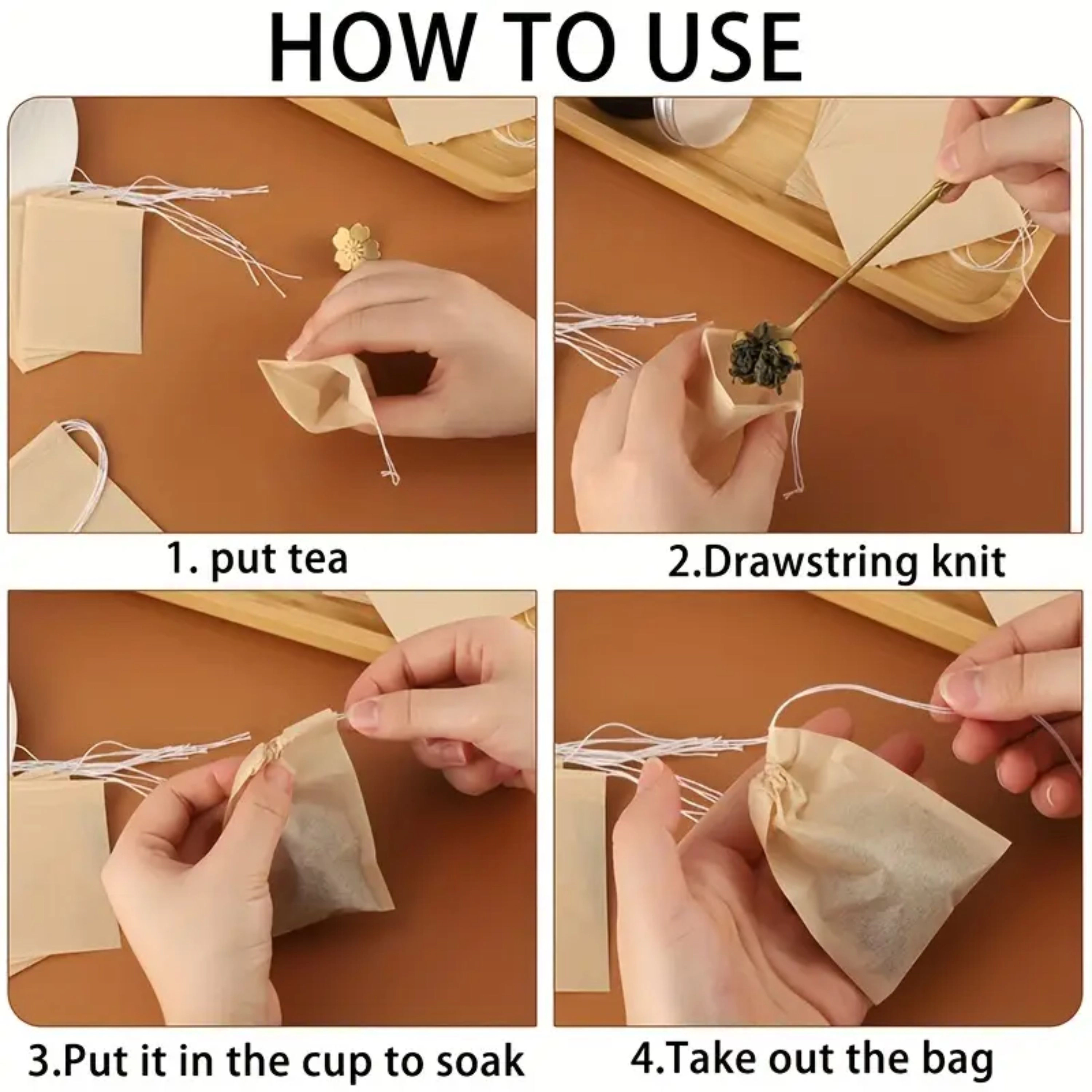 Kitcheniva 100 Pcs Unbleached Disposable Tea Infuser Bags
