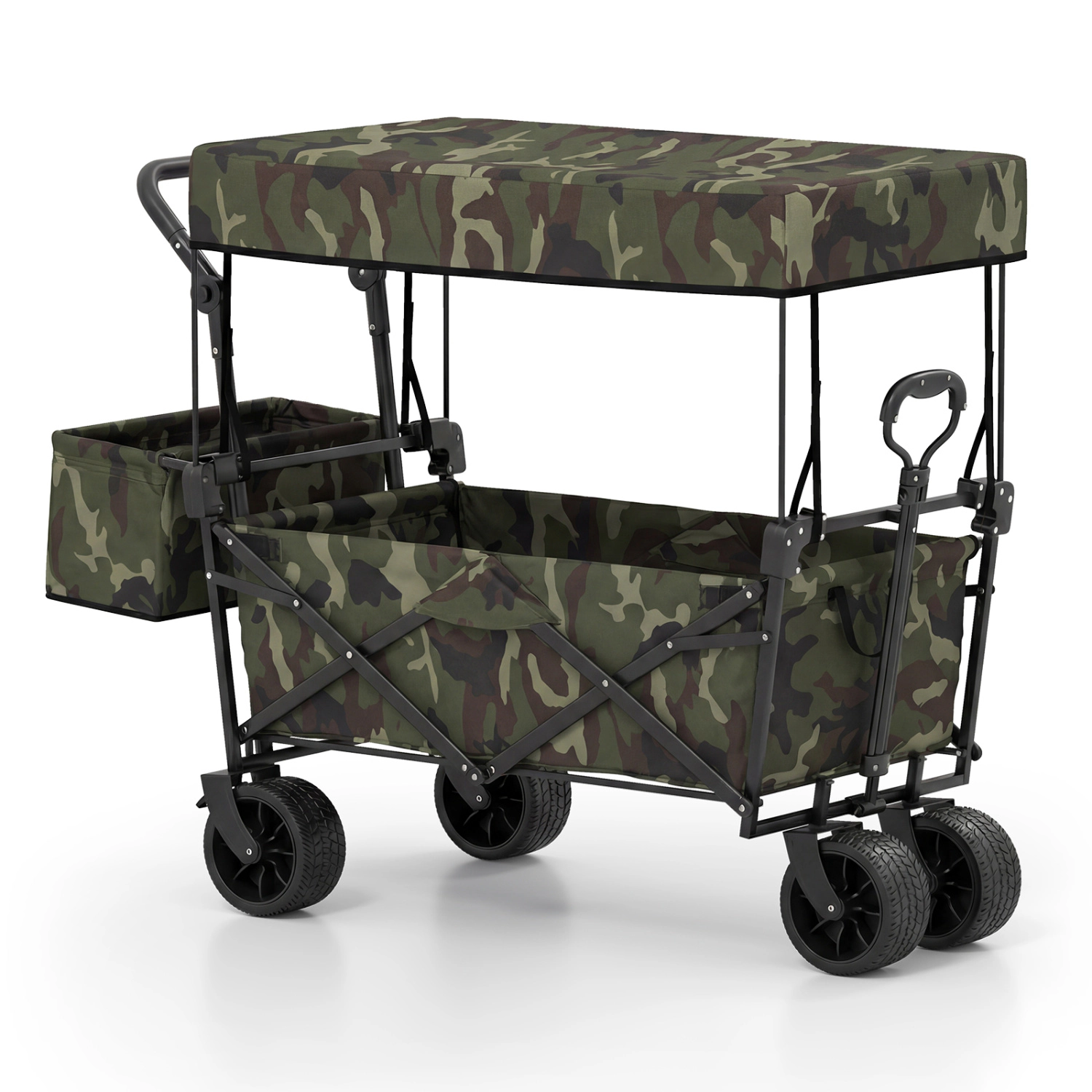 LJG Collapsible Wagon with Removable Canopy and Detachable Storage Bag