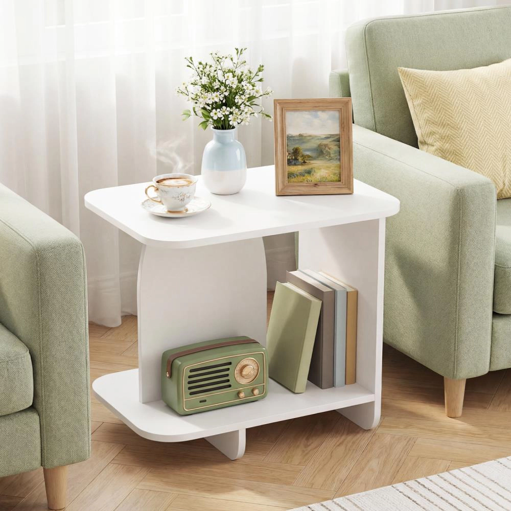 Hivvago End Table 2-Tier Sofa Side Table With Storage Shelf For Small Space