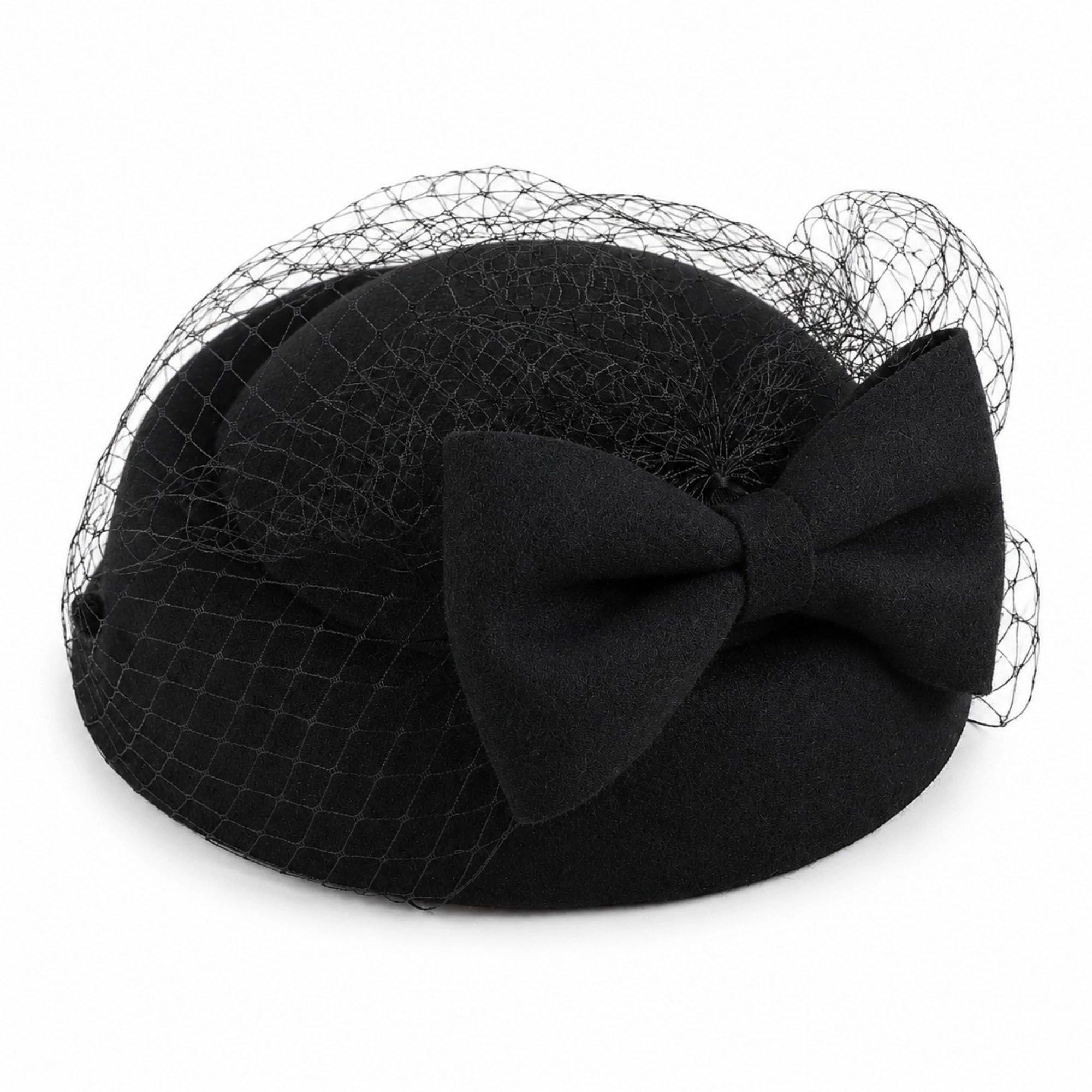 Anna-Kaci Women's Bow Pillbox Fascinator Hat with Birdcage Veil