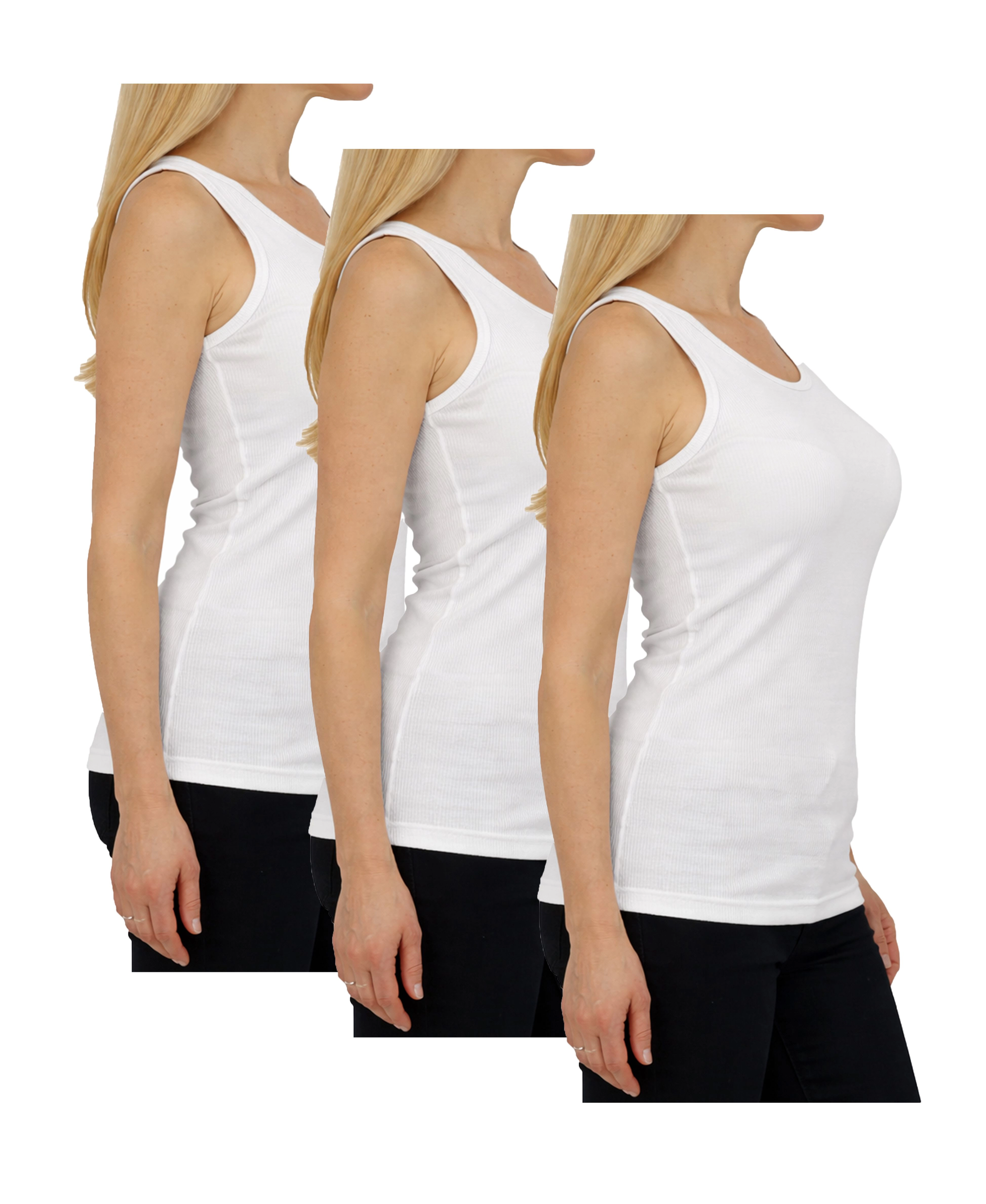 Galaxy By Harvic Women's Loose Fit Ribbed Tank Top-3 Pack