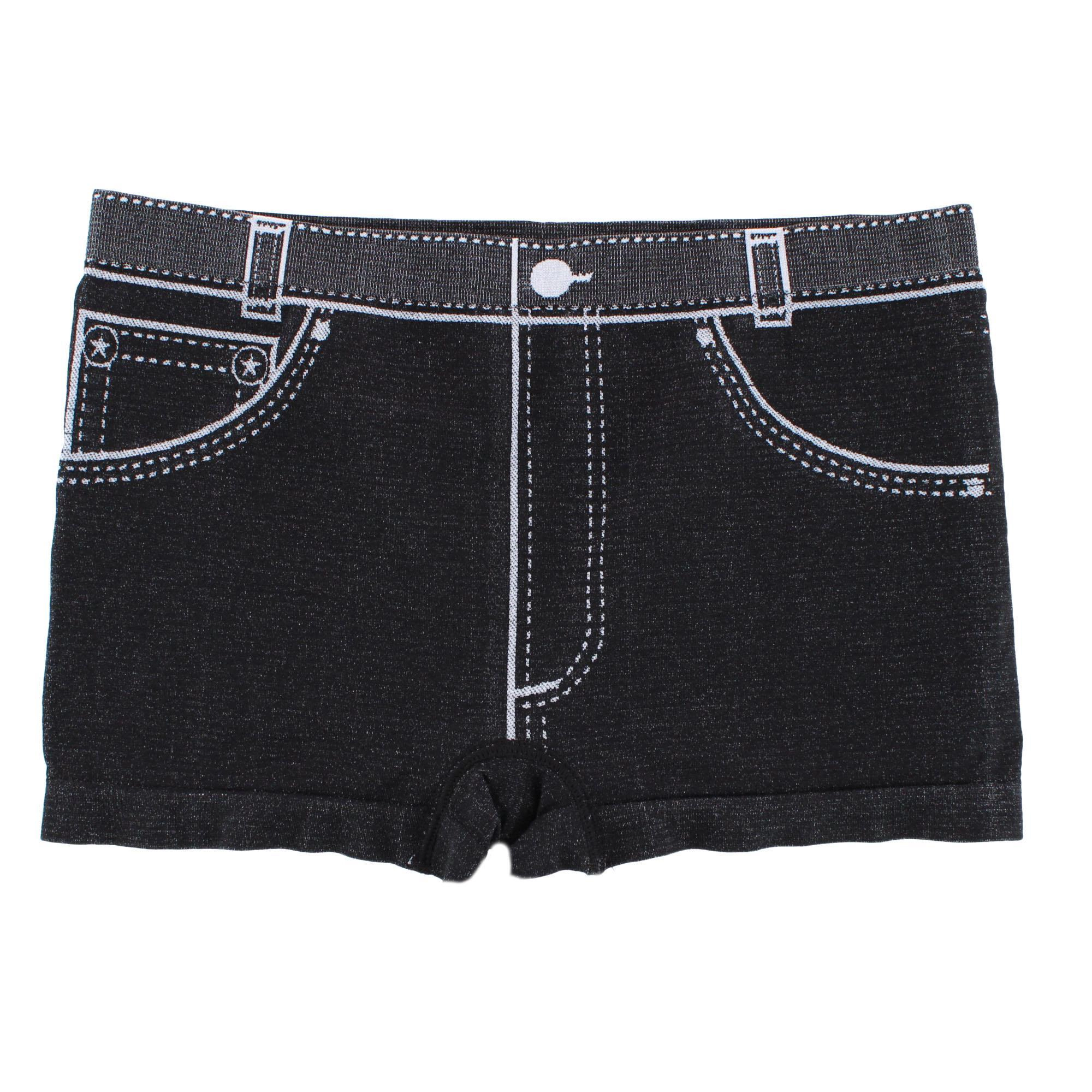 Sofra Women's Seamless Mock Denim Print Boyshort Panties (12 Pack)