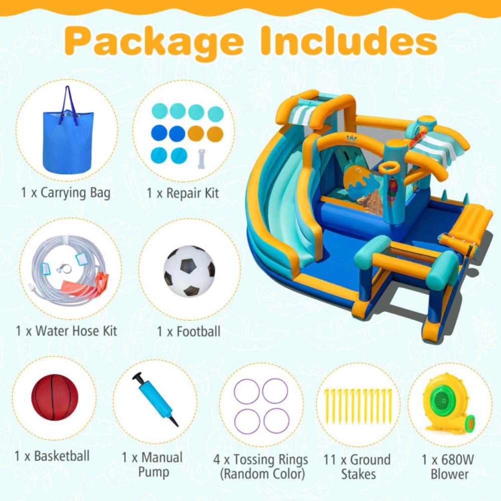 Hivvago Inflatable Water Slide Bounce House Kids Jump Castle with 680W Blower