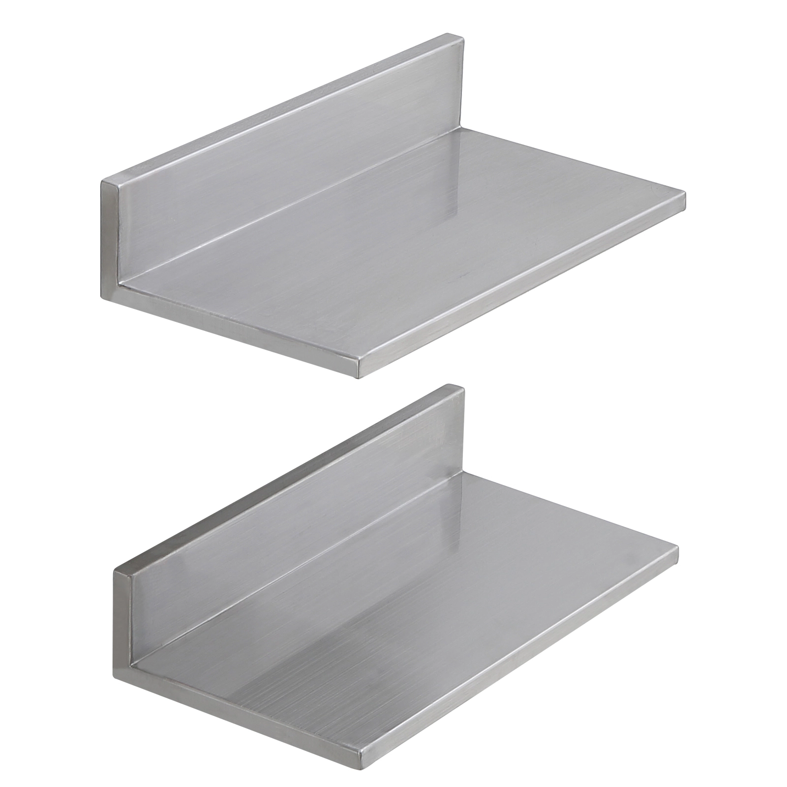 HONGGE 2 Pack Stainless Steel Shelf Wall Mounted Floating Shelving with Backsplash 44 lbs Load Capacity Commercial