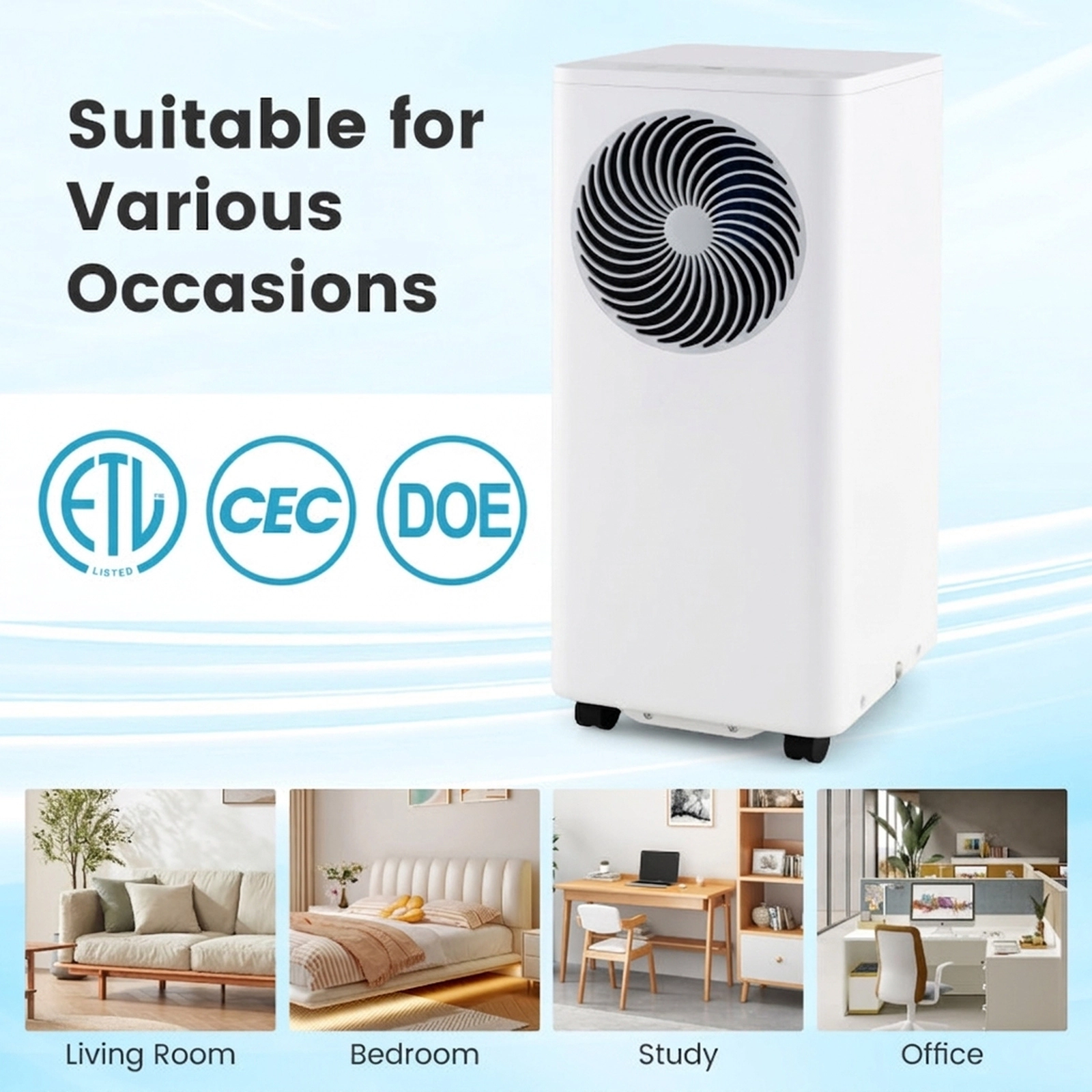 SUGIFT 3-in-1 Portable Air Conditioner and Dehumidifier 8200/10000 BTU Stand Up AC Unit Coverage up to 450 sq ft White