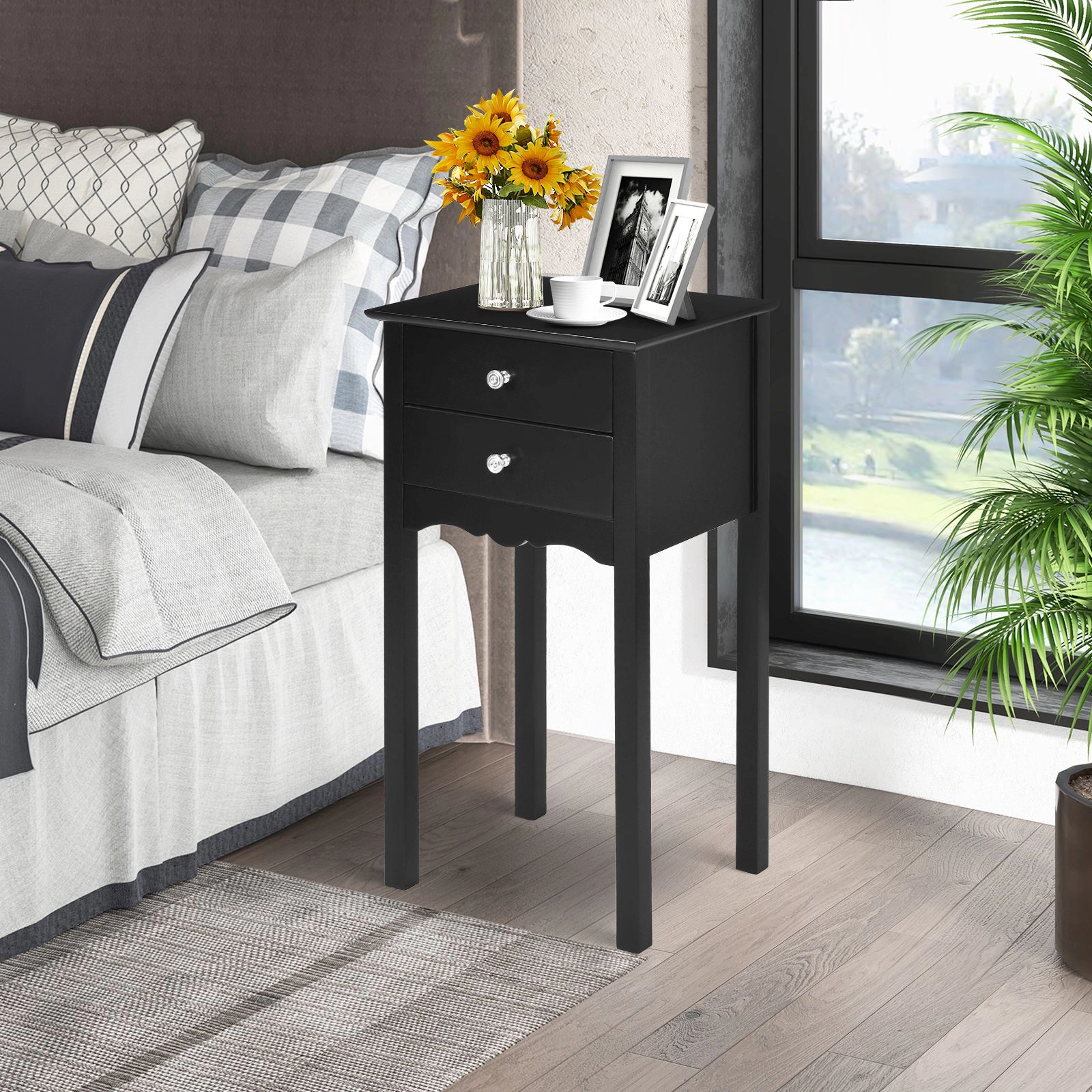 SlickBlue Storage End Table with 2 Drawers for Living Room Bedroom