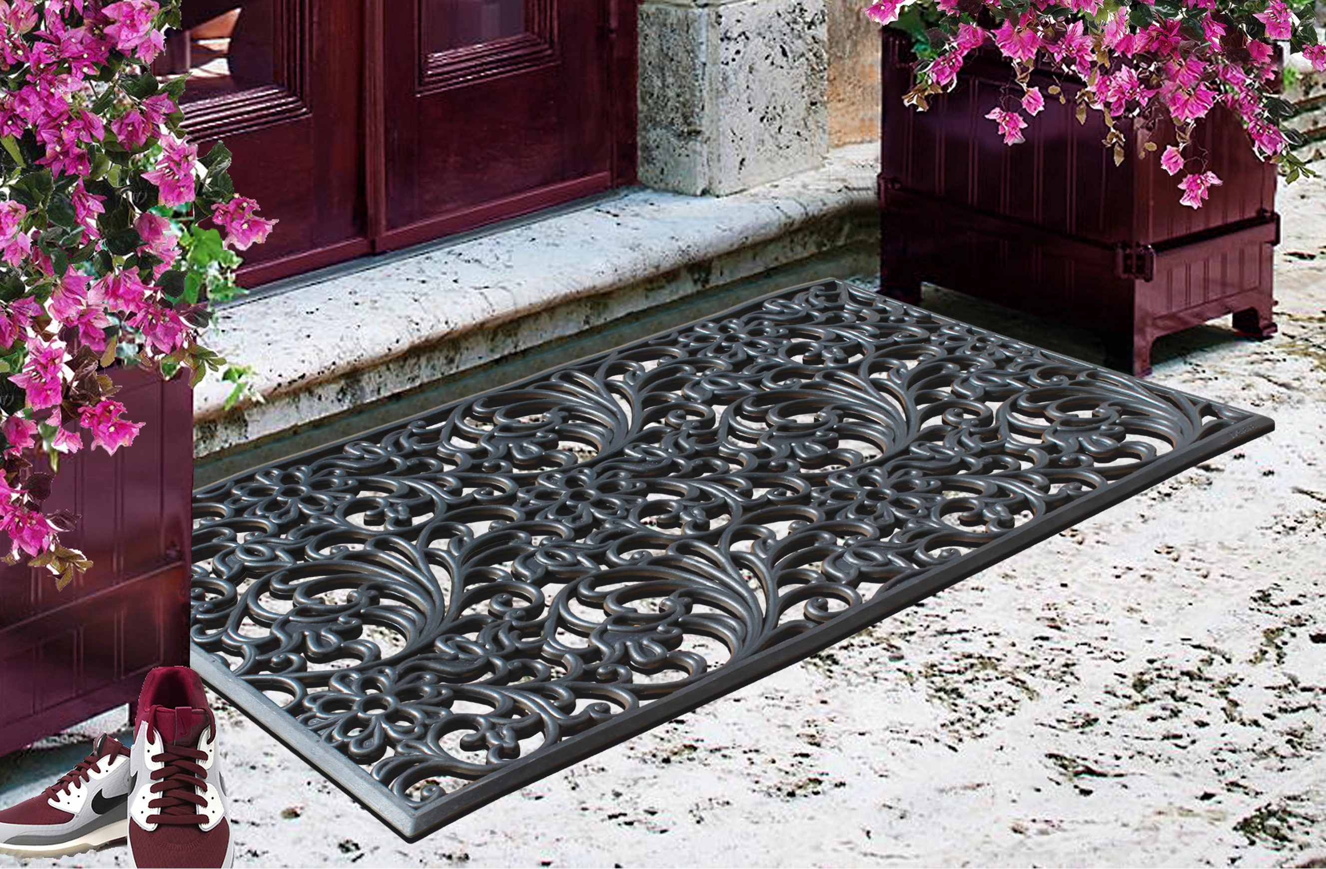 A1 Home Collections 20 lb Heavy Duty Rubber Doormat Non-Slip Drainage Front Door Mat 30 x 48 In