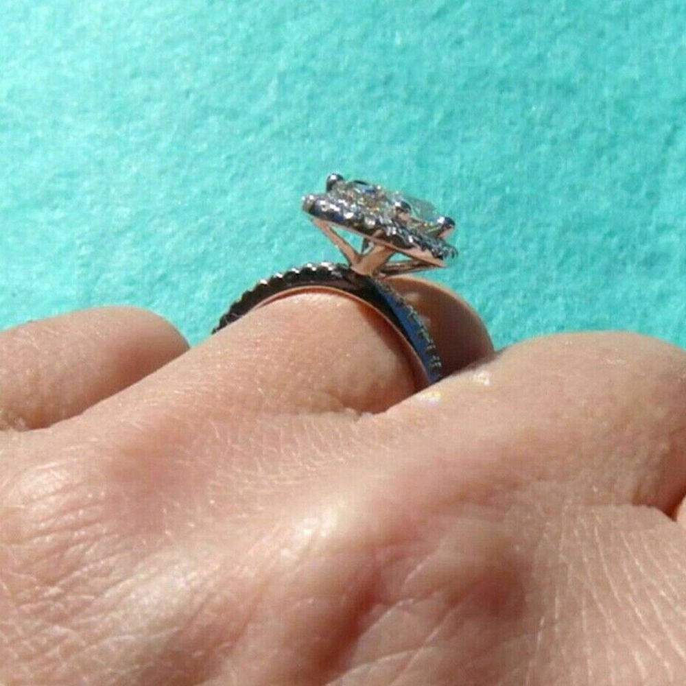 Women's Oval Zirconia Engagement Ring Wedding Jewelry Gift