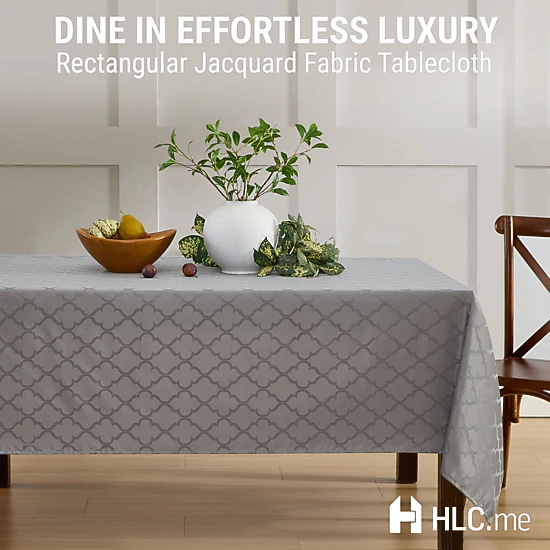 HLC.ME Modena Geometric Lattice Jacquard Fabric Water Resistant Tablecloth